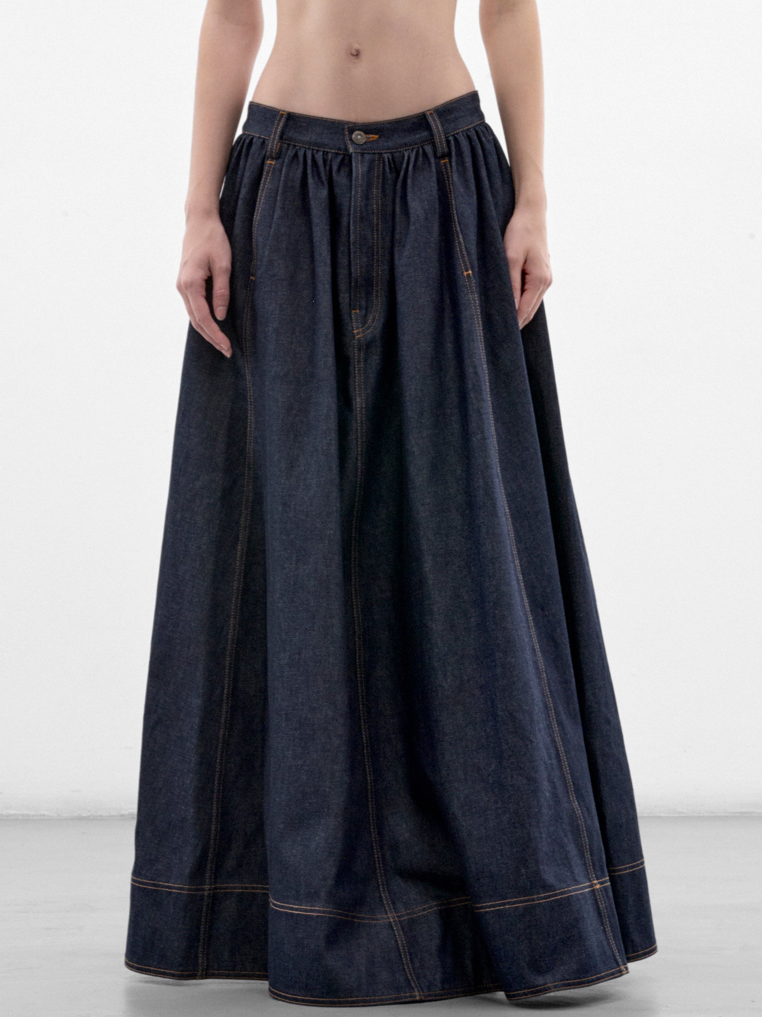 Indigo Voluminous Denim Skirt (26-04-W-SK069-D032-INDIGO)