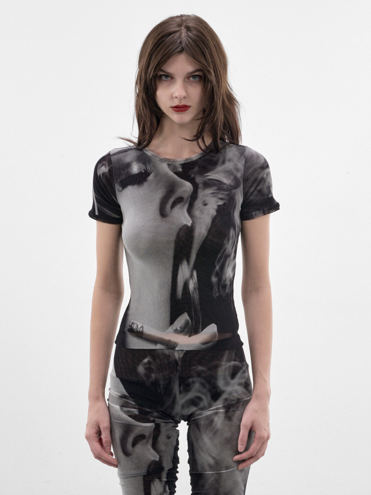 Smoking Women Mesh Baby Tee (26-04-W-TO559-M031P-MULTI)
