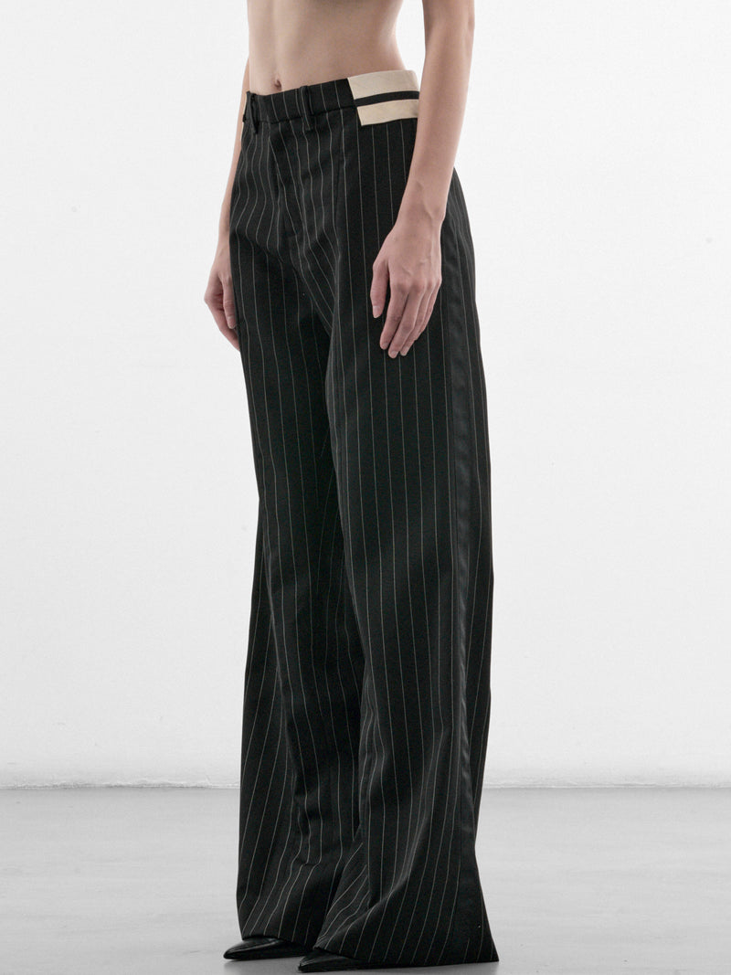 Black Pinstripe Wool Trouser (26-04-W-TR178-C074-BLACK-WHITE)