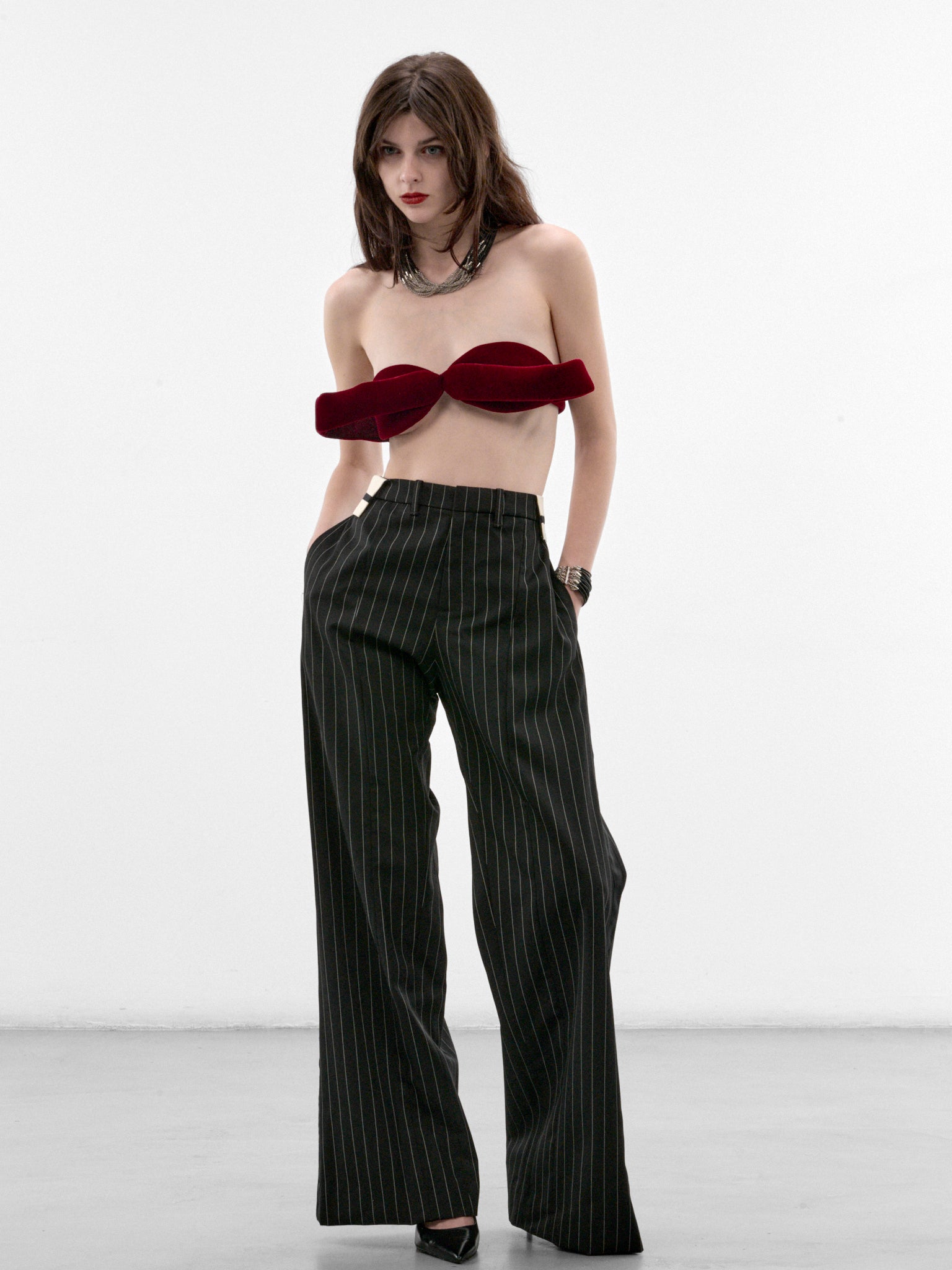 Black Pinstripe Wool Trouser (26-04-W-TR178-C074-BLACK-WHITE)