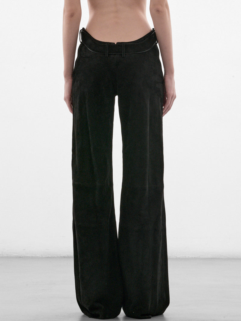 Black Suede Belted Pant (26-04-W-TR182-L061-BLACK)