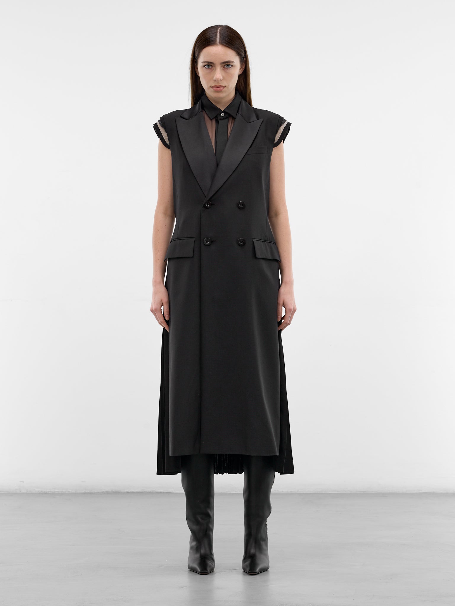Layered Hybrid Vest-Skirt Coat (26-08279-001-BLACK)