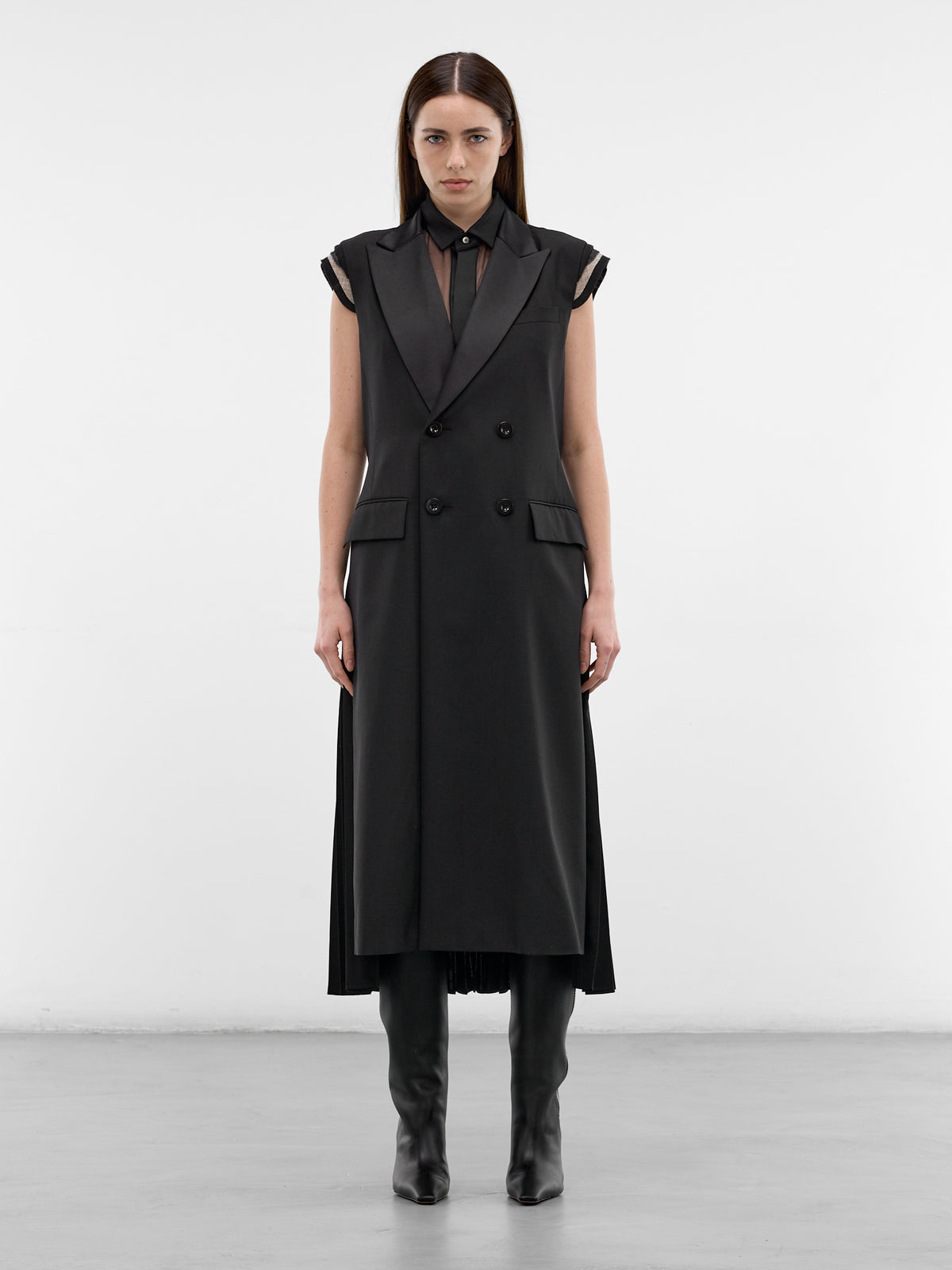 Layered Hybrid Vest-Skirt Coat (26-08279-001-BLACK)
