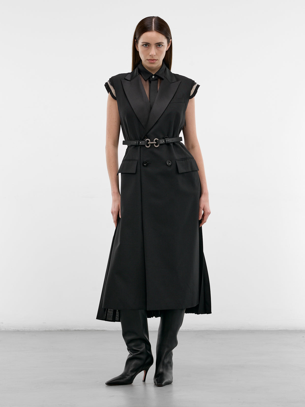 Braid Engraved Chainlink Leather Belt (BEW0464-NERO)