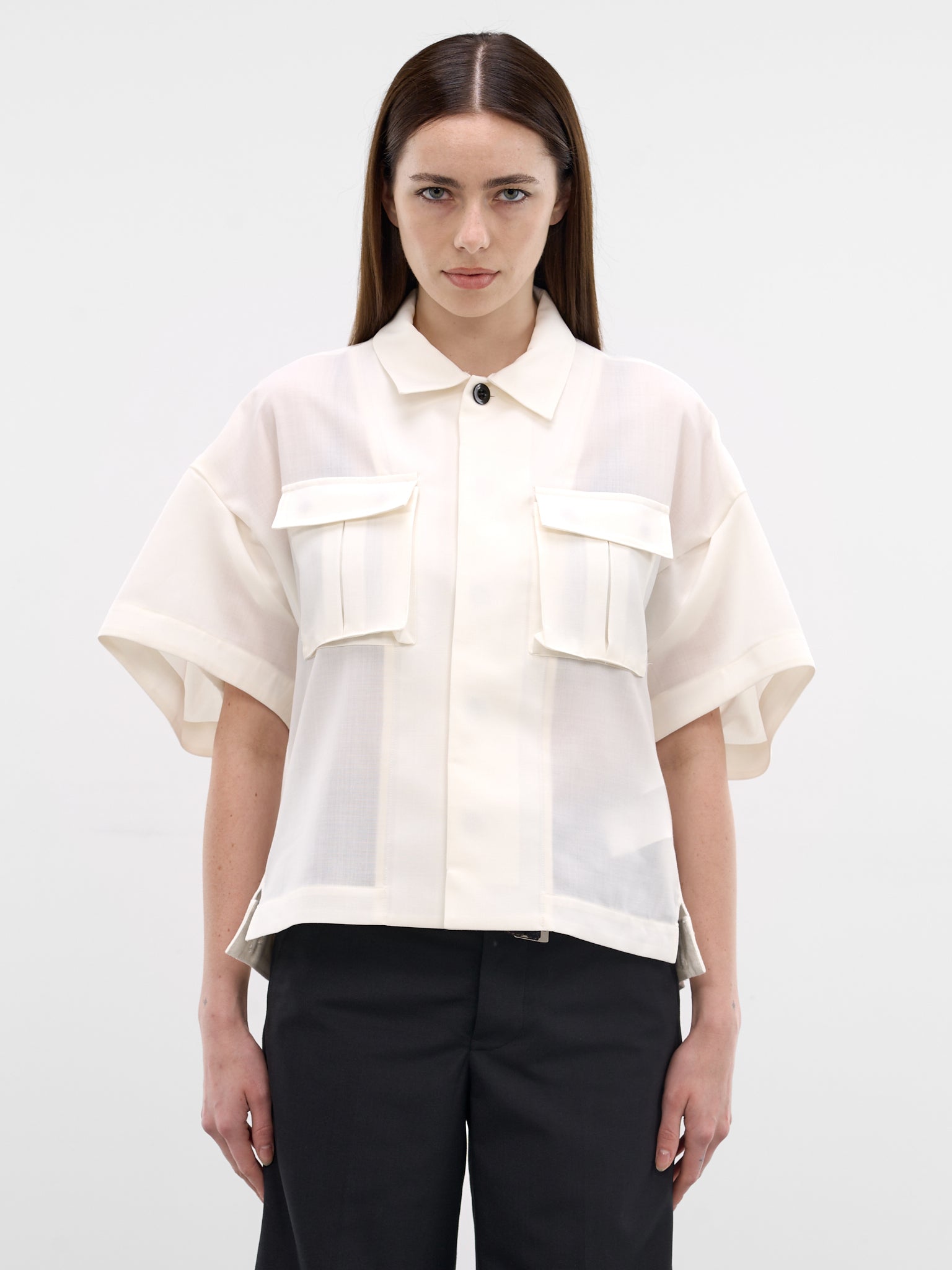 White Hybrid Wool Denim Shirt (26-08283-151-OFF-WHITE)
