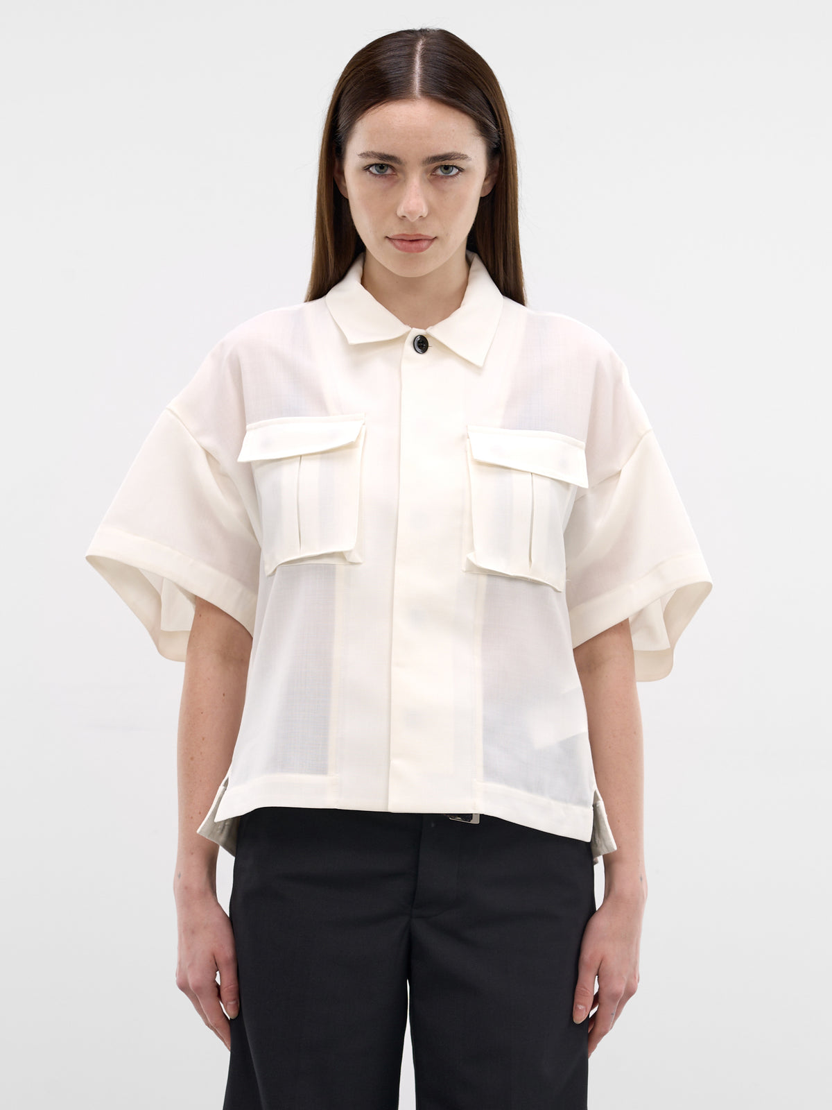 White Hybrid Wool Denim Shirt (26-08283-151-OFF-WHITE)