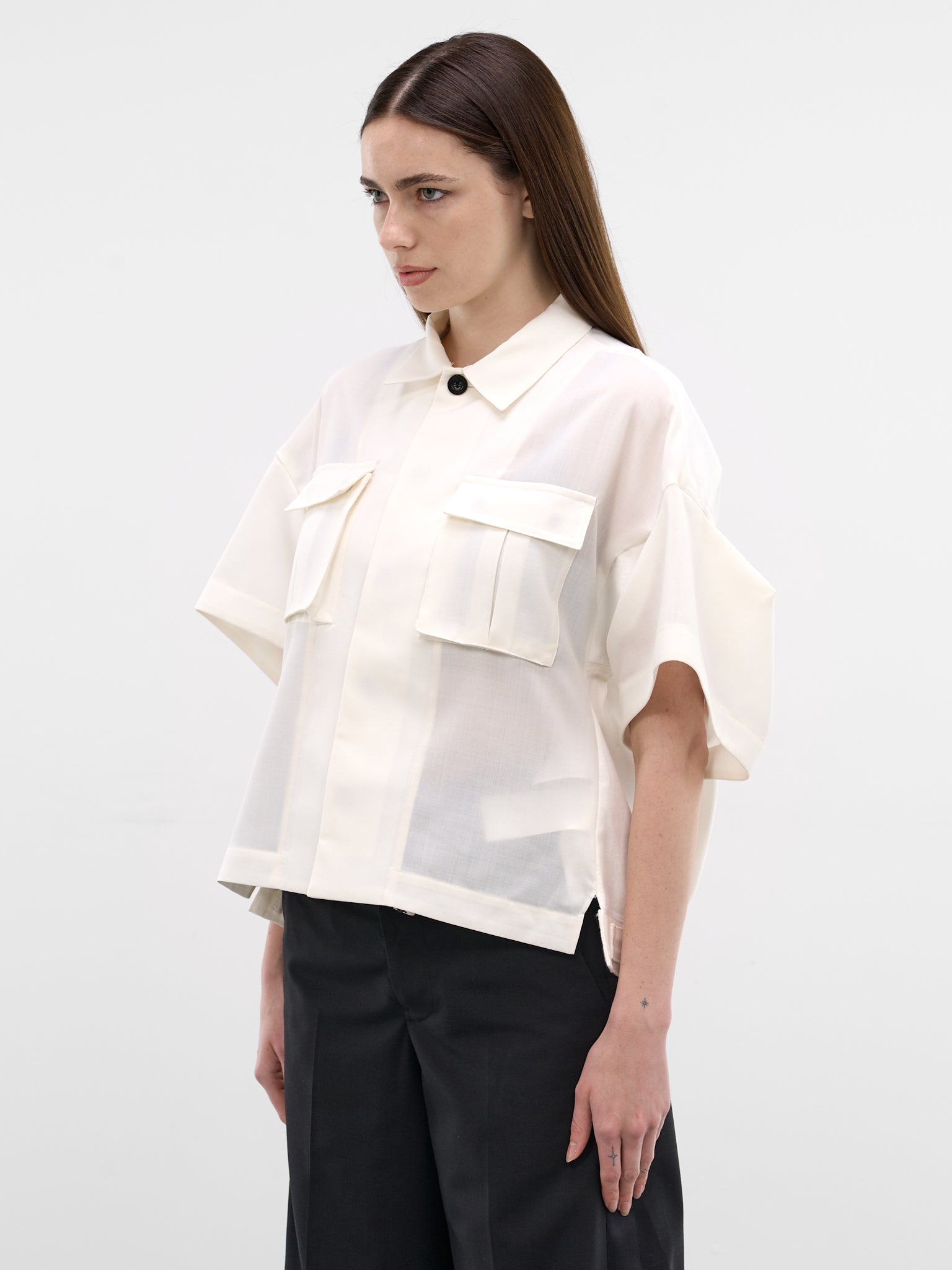 White Hybrid Wool Denim Shirt (26-08283-151-OFF-WHITE)