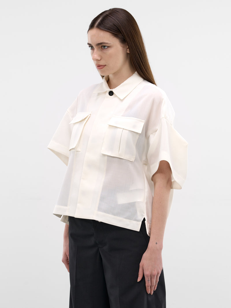 White Hybrid Wool Denim Shirt (26-08283-151-OFF-WHITE)