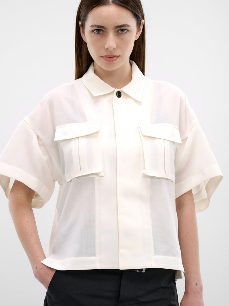 White Hybrid Wool Denim Shirt (26-08283-151-OFF-WHITE)