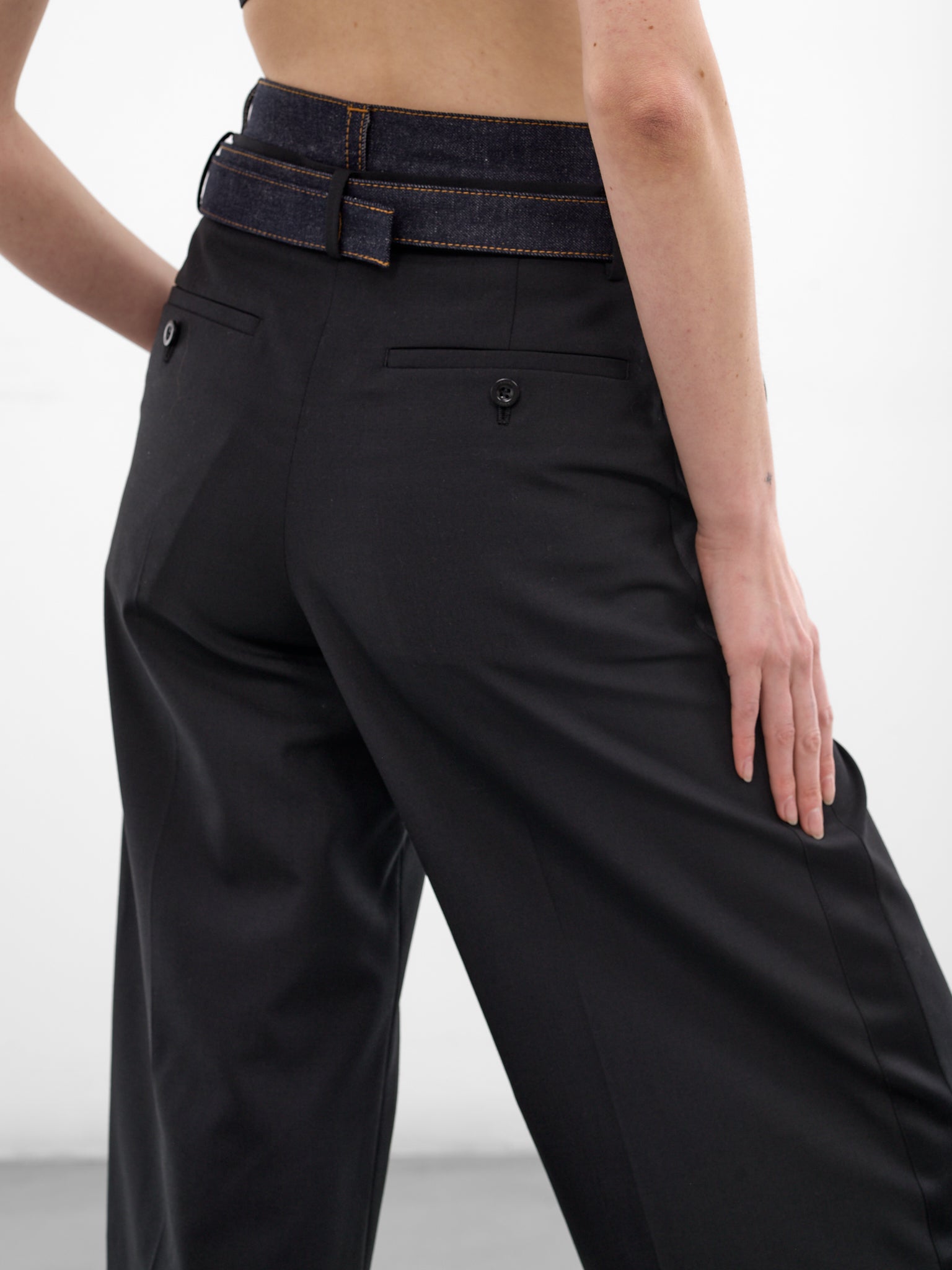 Hybrid Denim Wool Cropped Trousers (26-08290-027-BLACK-INDIGO)