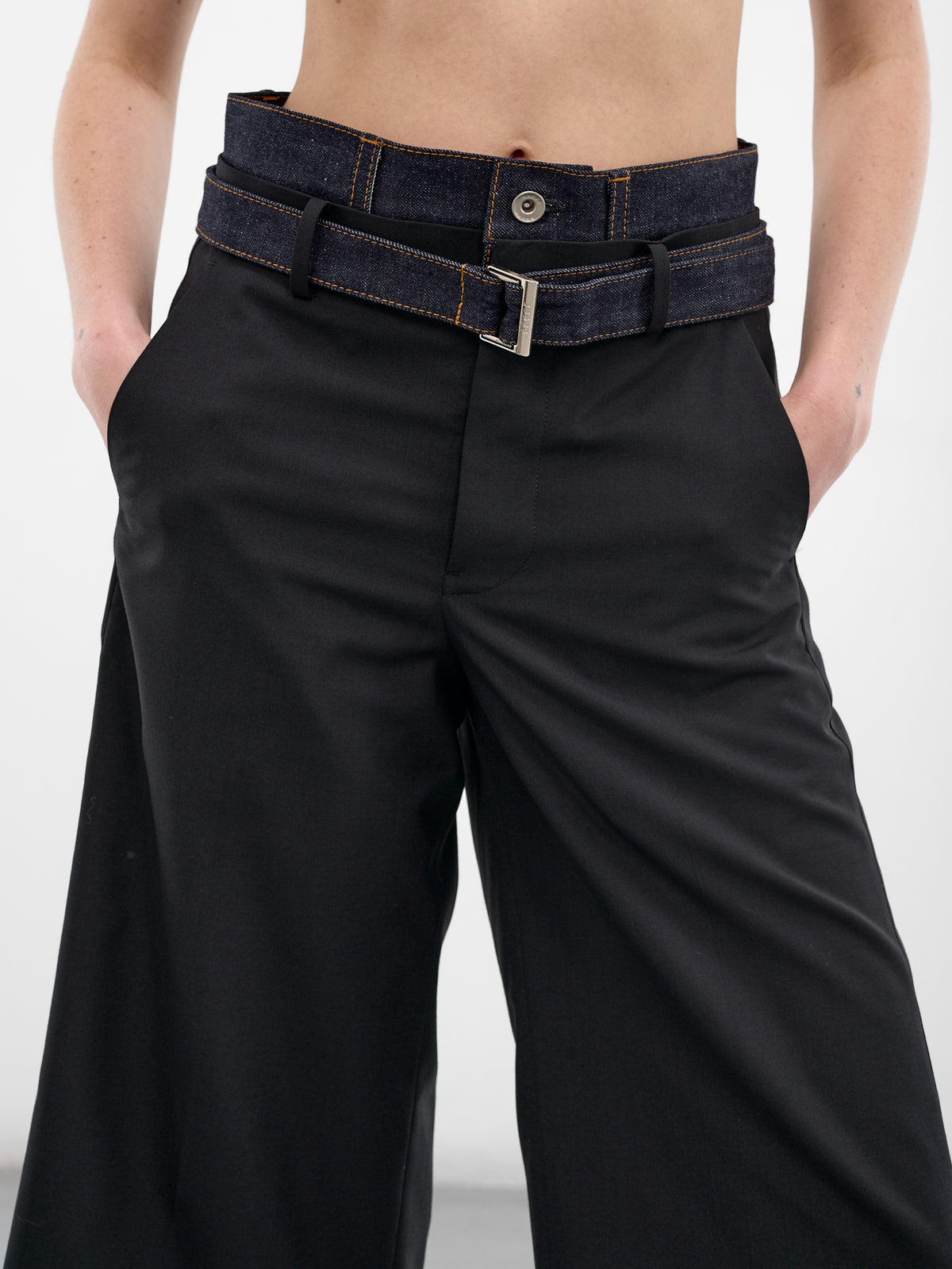 Hybrid Denim Wool Cropped Trousers (26-08290-027-BLACK-INDIGO)