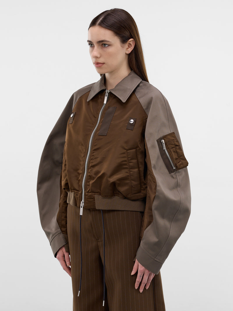 Hybrid Nylon Chino Boxy Bomber (26-08303-606-BROWN-GRAY)