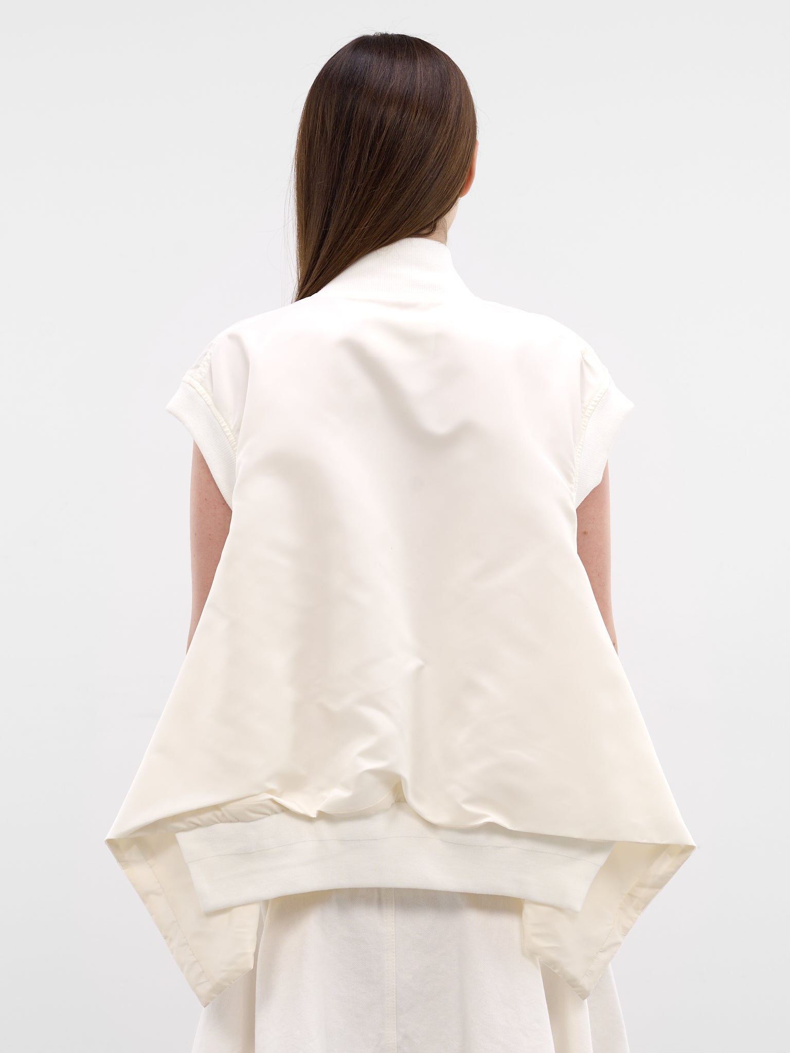 White Nylon Twill Bomber Vest (26-08305-151-OFF-WHITE)