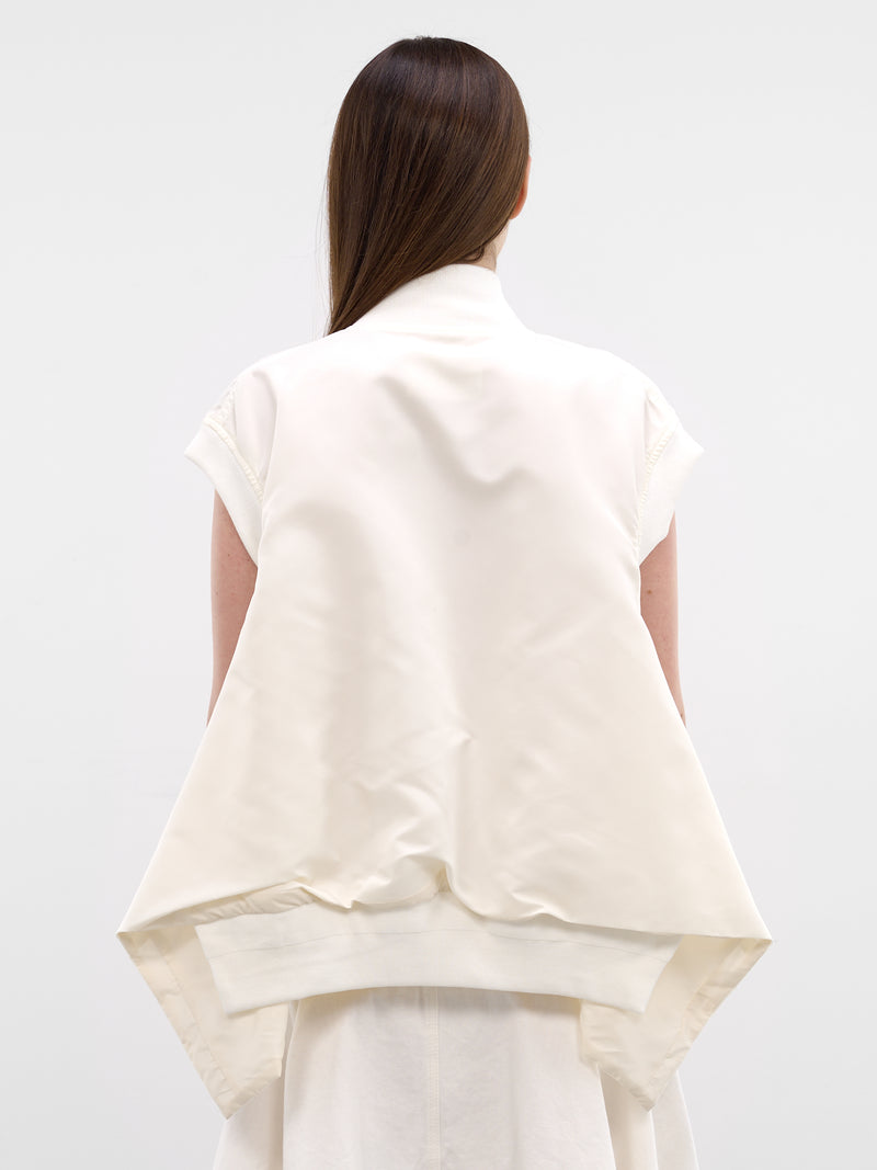 White Nylon Twill Bomber Vest (26-08305-151-OFF-WHITE)