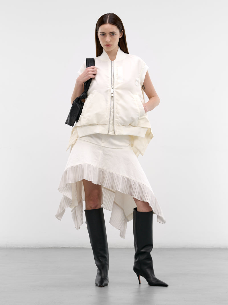 White Hybrid Denim Satin Skirt (26-08315-151-OFF-WHITE)