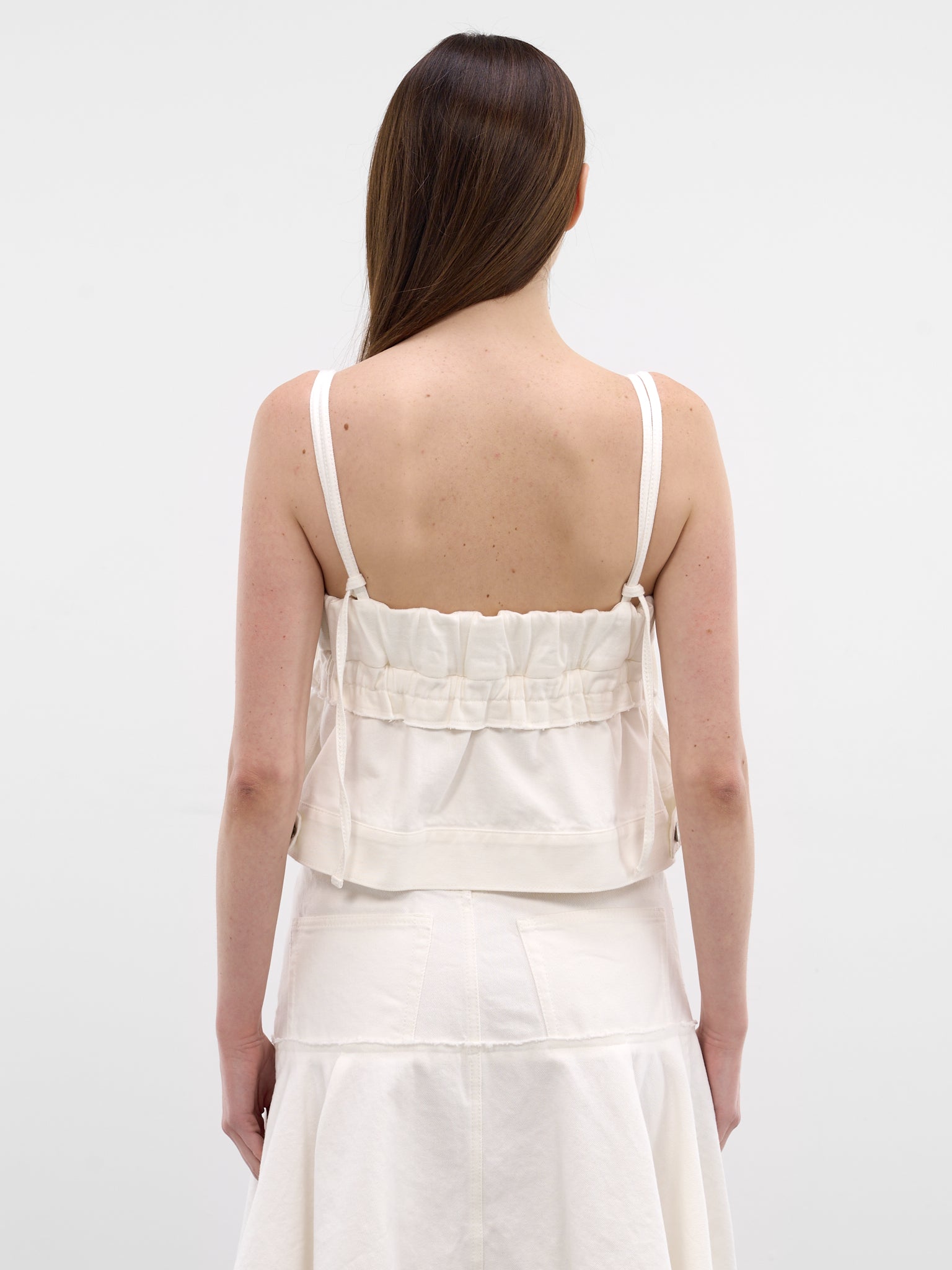 White Deconstructed Denim Tank Top (26-08412-151-OFF-WHITE)