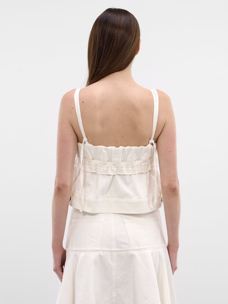 White Deconstructed Denim Tank Top (26-08412-151-OFF-WHITE)