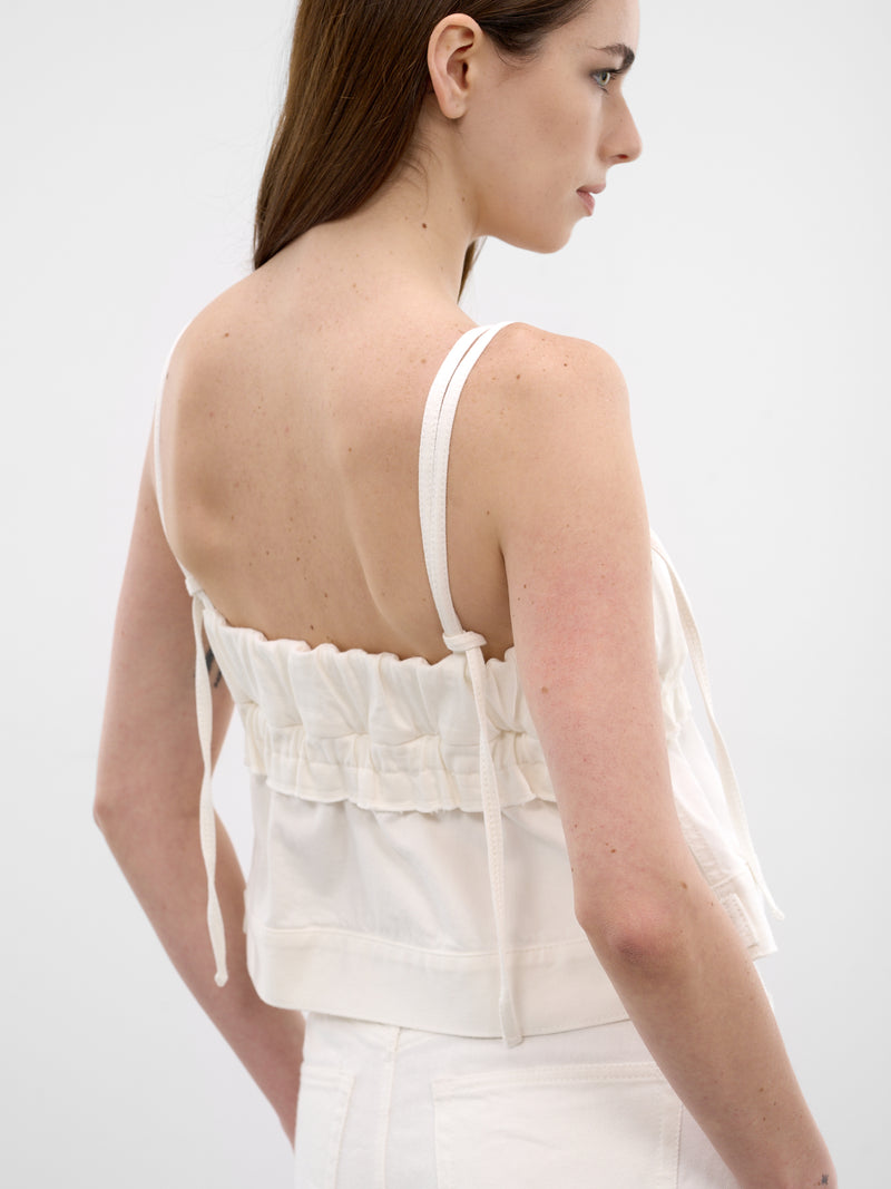 White Deconstructed Denim Tank Top (26-08412-151-OFF-WHITE)