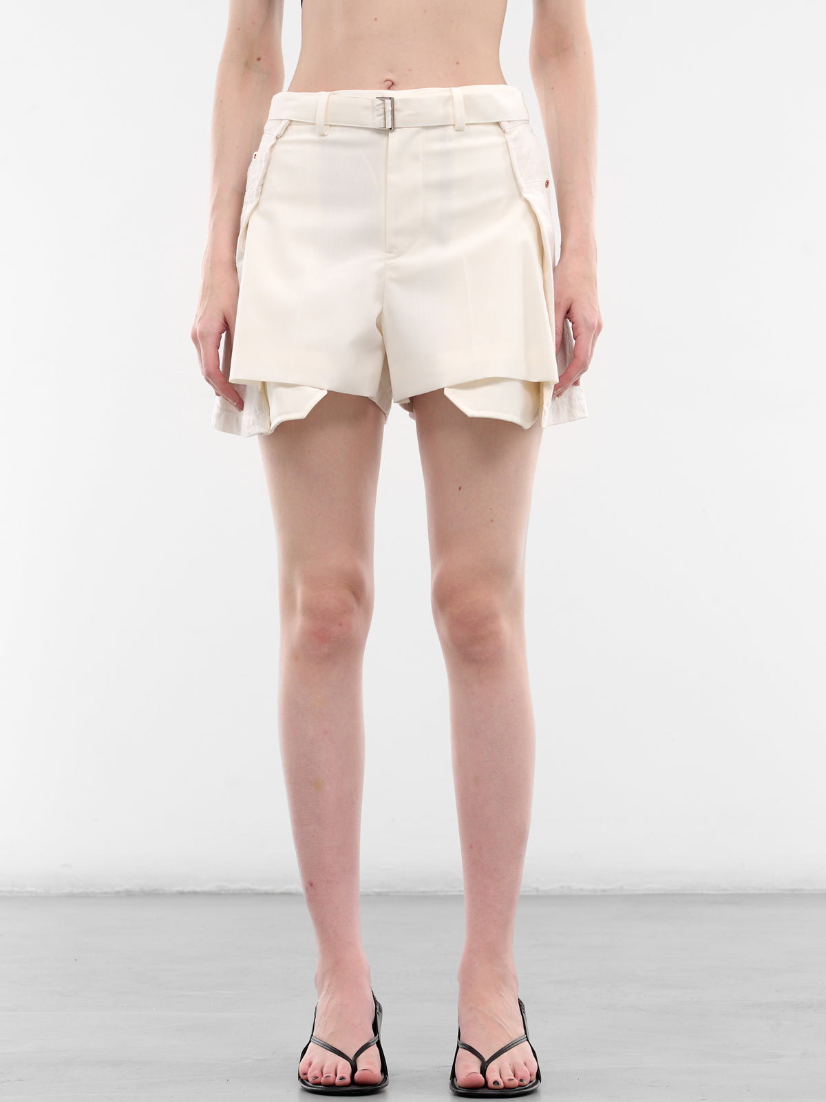 Hybrid Suiting Wool x Denim Shorts (26-08435-151-OFF-WHITE)