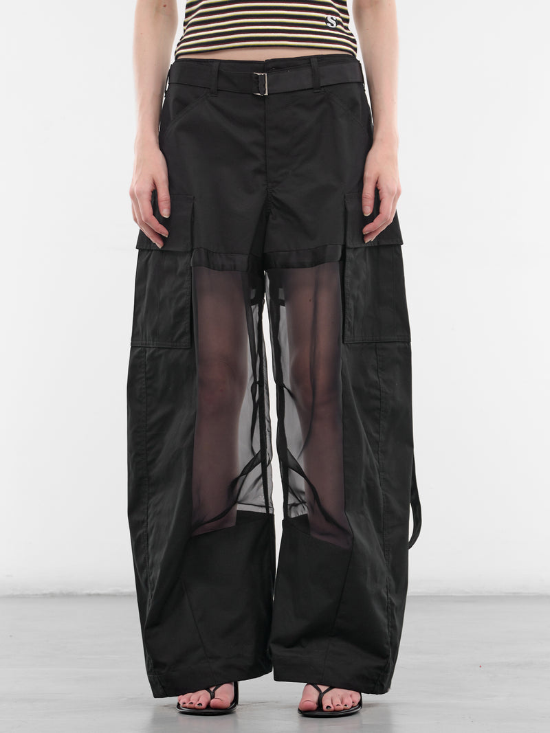 Black Cotton Paneled Baggy Trousers (26-08441-001-BLACK)