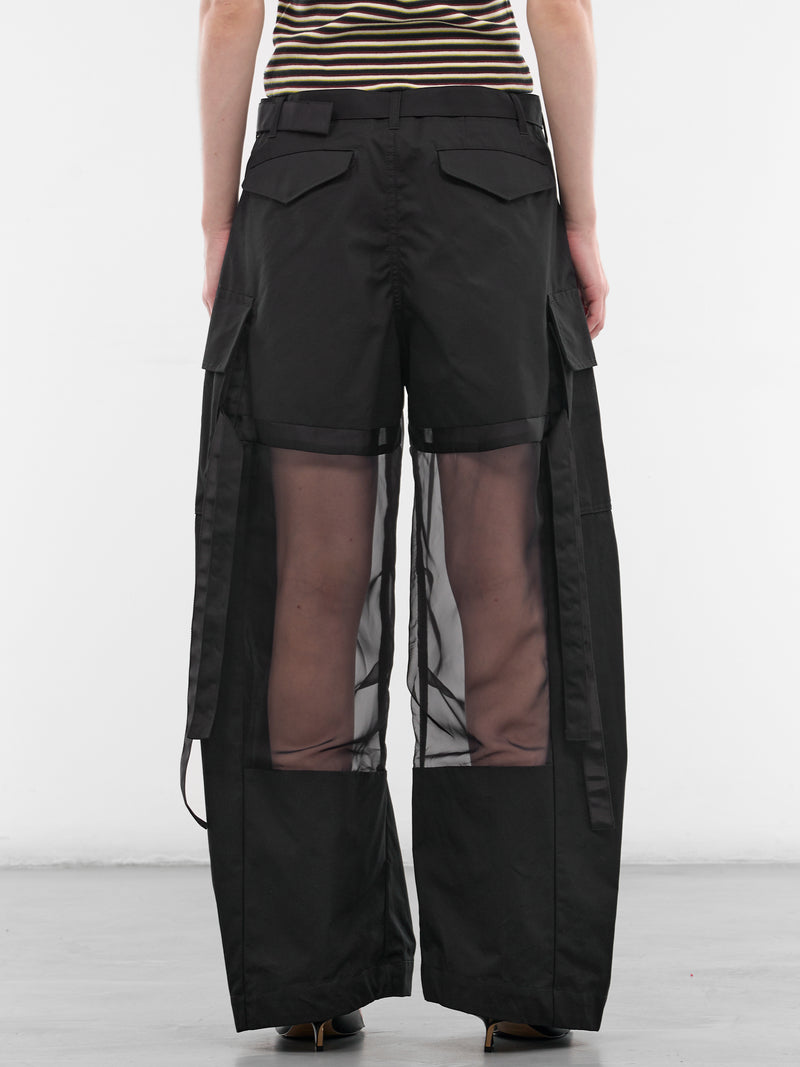 Black Cotton Paneled Baggy Trousers (26-08441-001-BLACK)