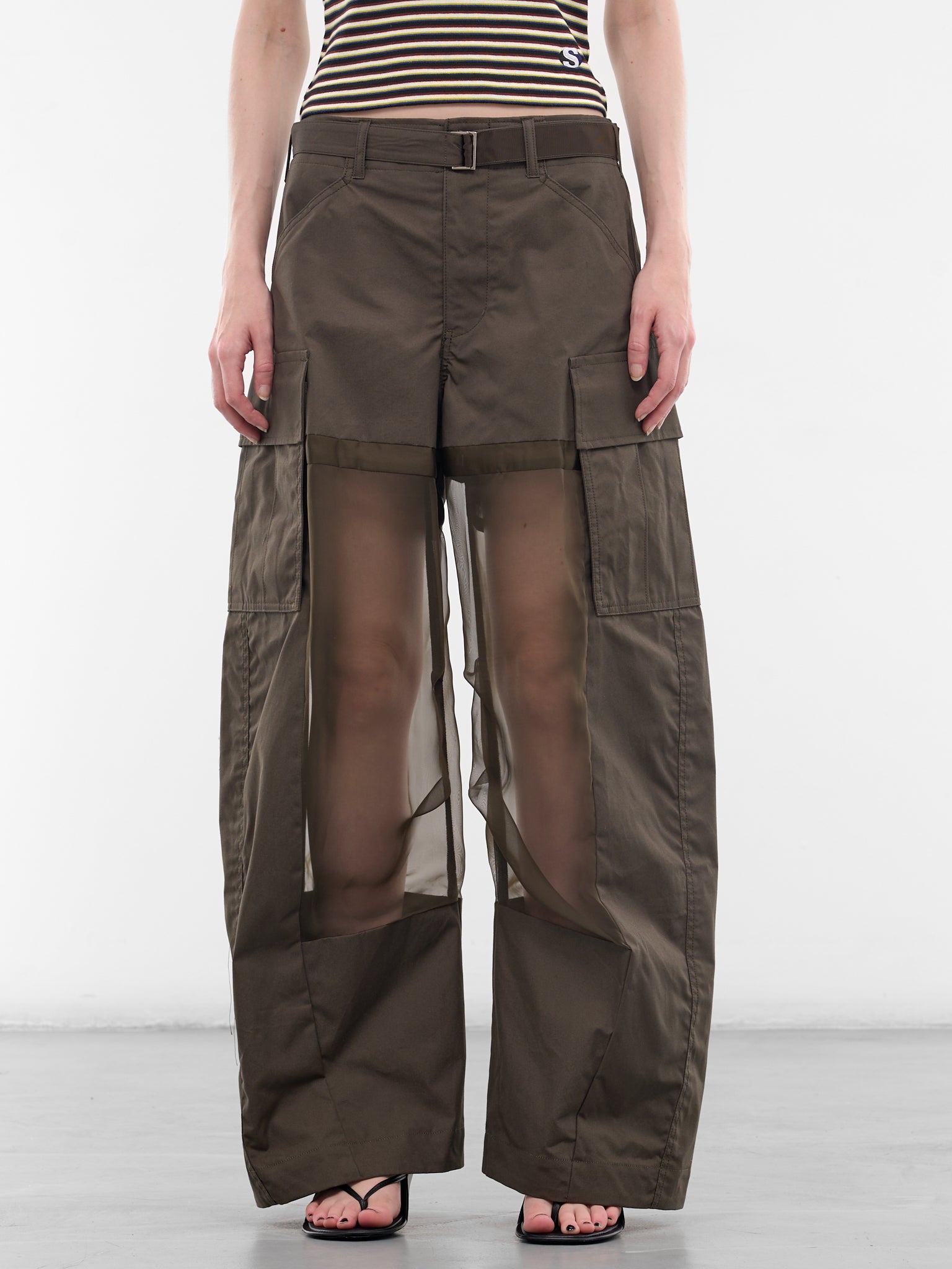 Khaki Cotton Paneled Baggy Trousers (26-08441-531-DARK-KHAKI)