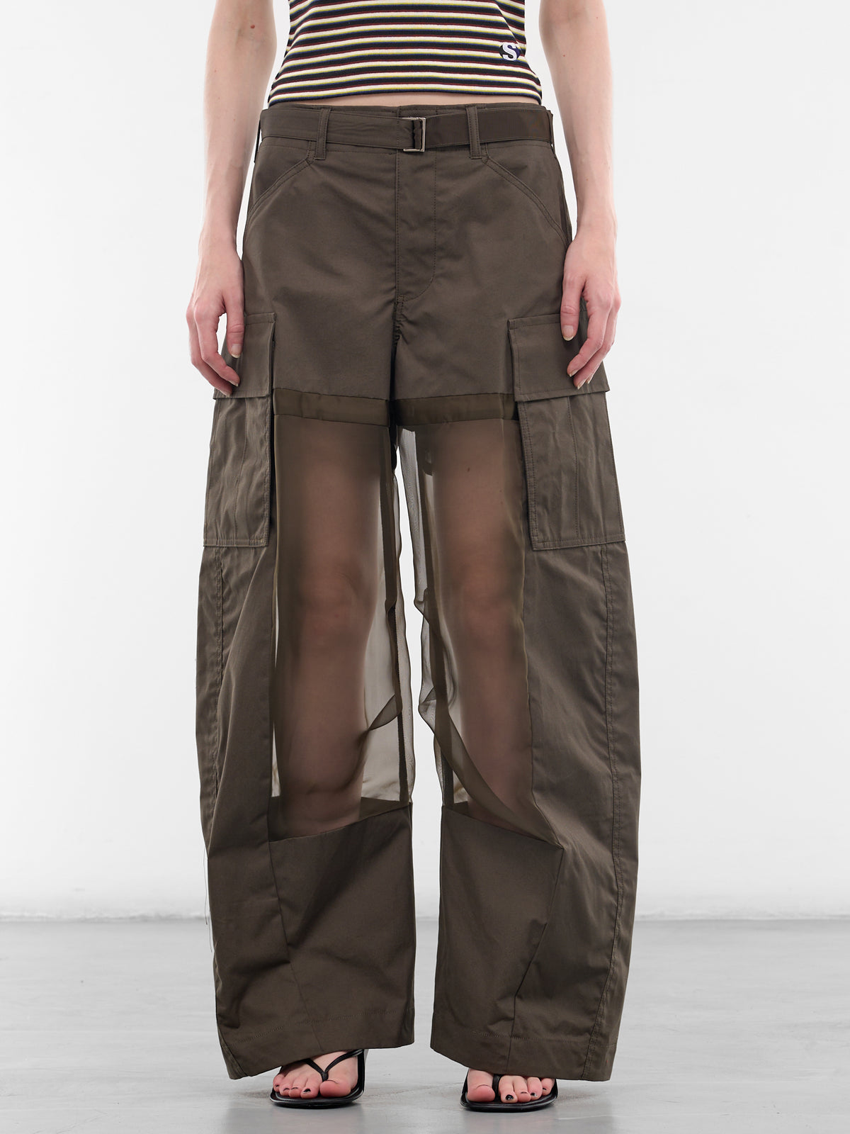 Khaki Cotton Paneled Baggy Trousers (26-08441-531-DARK-KHAKI)