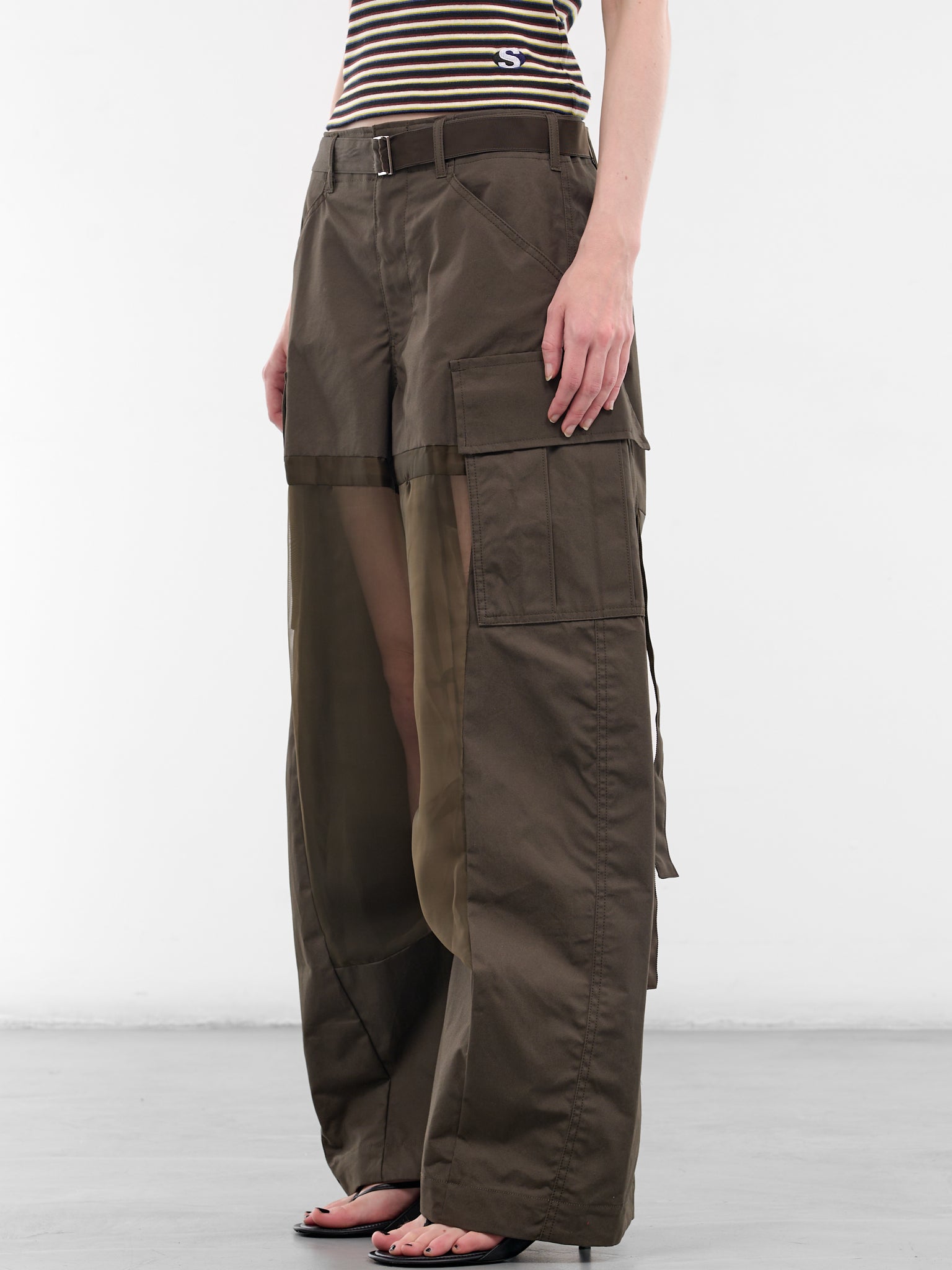 Khaki Cotton Paneled Baggy Trousers (26-08441-531-DARK-KHAKI)