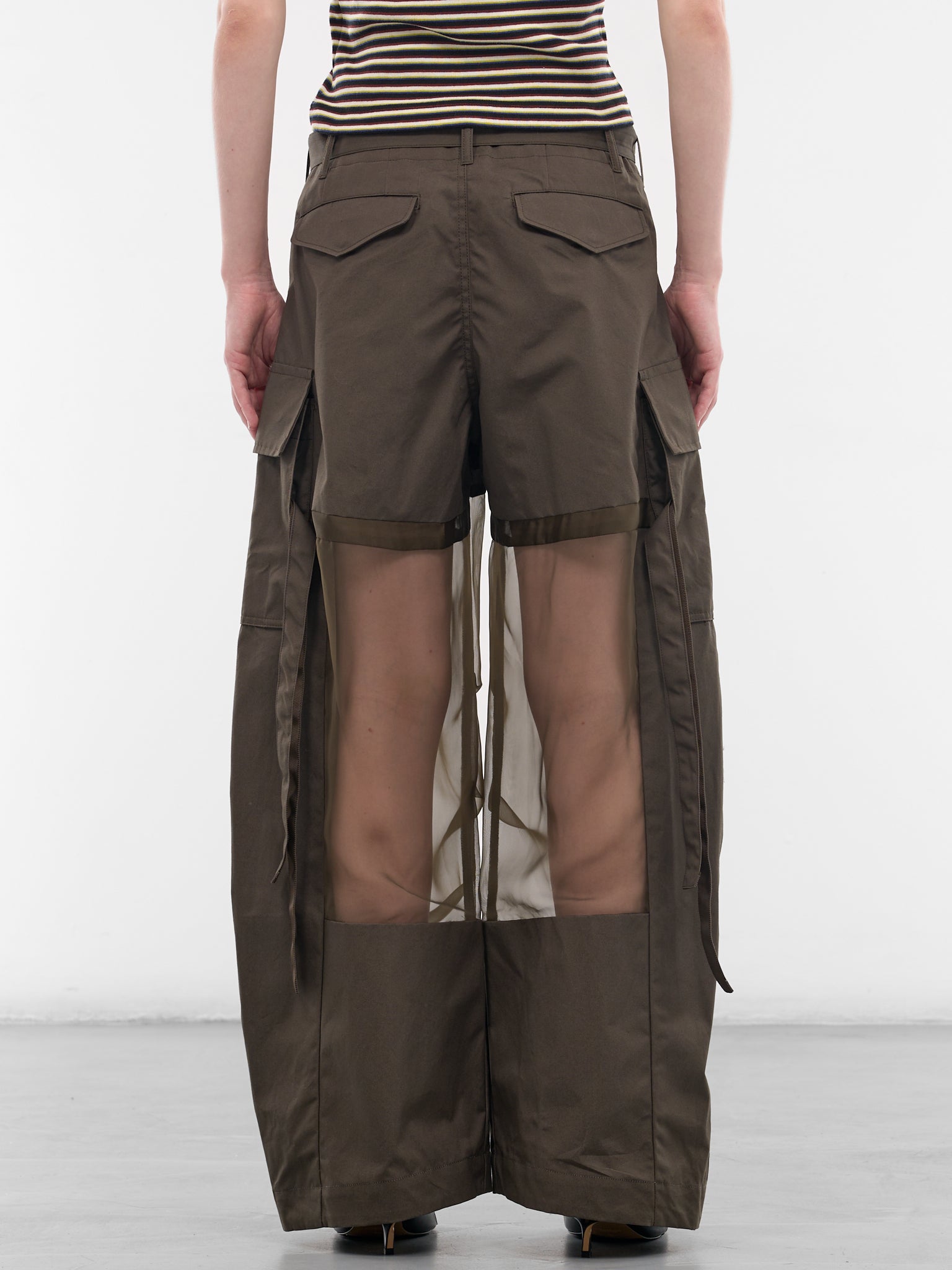 Khaki Cotton Paneled Baggy Trousers (26-08441-531-DARK-KHAKI)