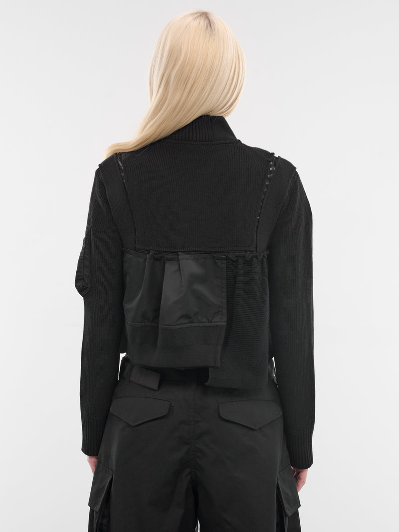 Nylon x Knit Hybrid Bomber Jacket (26-08452-001-BLACK)