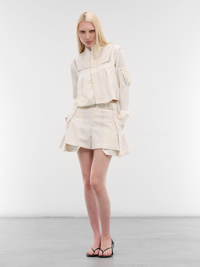 Nylon x Knit Hybrid Bomber Jacket (26-08452-151-OFF-WHITE)