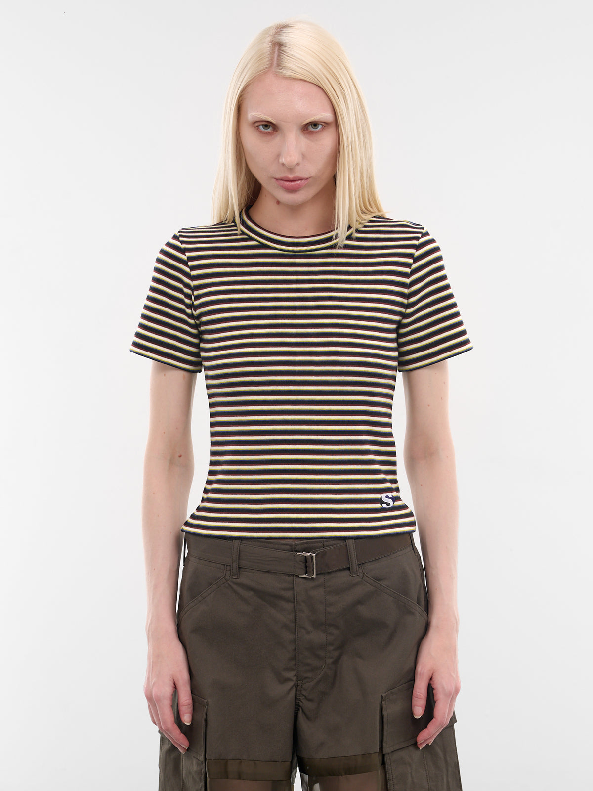 SACAI Striped Slim Logo Tee | H.Lorenzo - front
