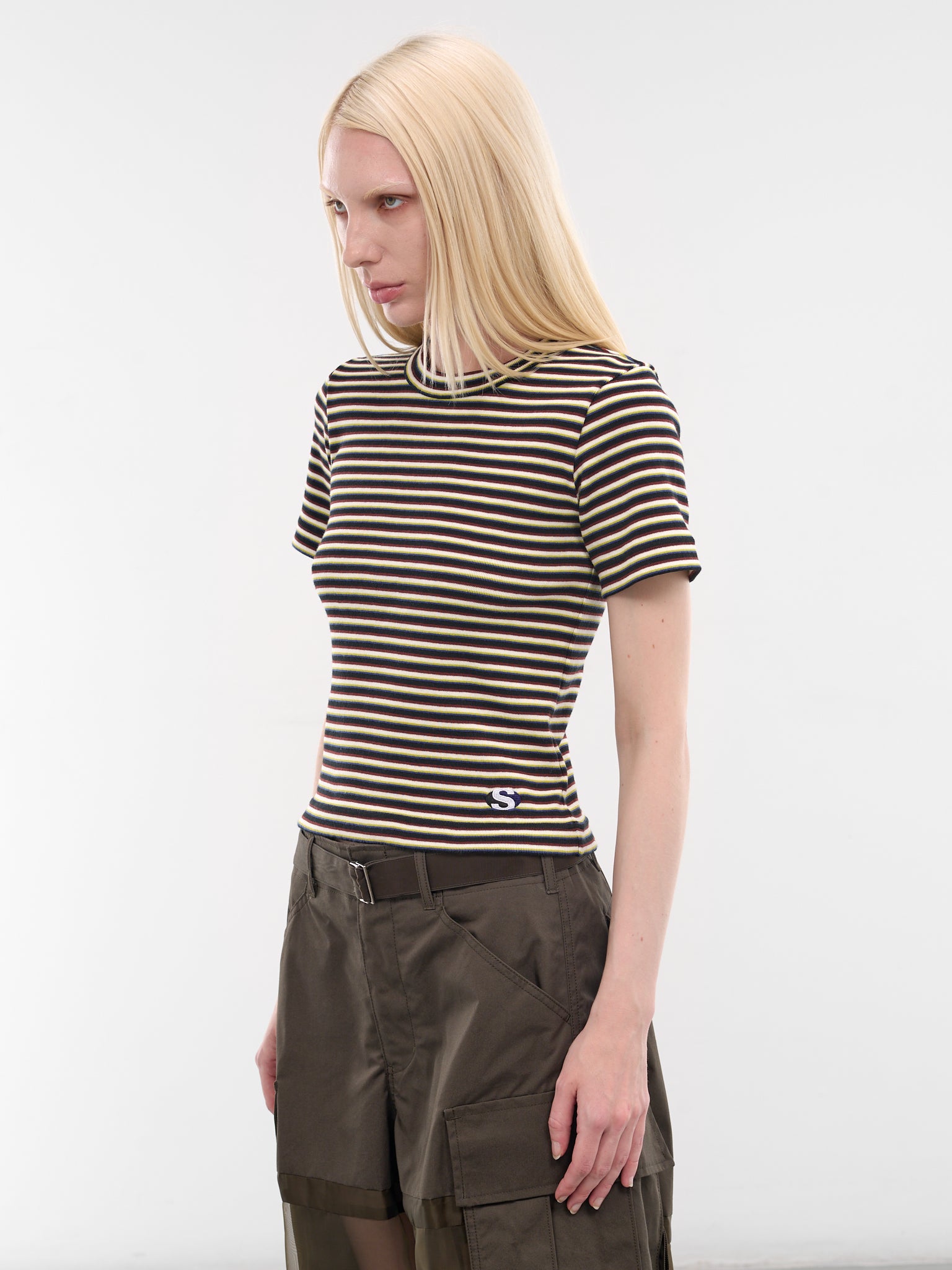 SACAI Striped Slim Logo Tee | H.Lorenzo - side