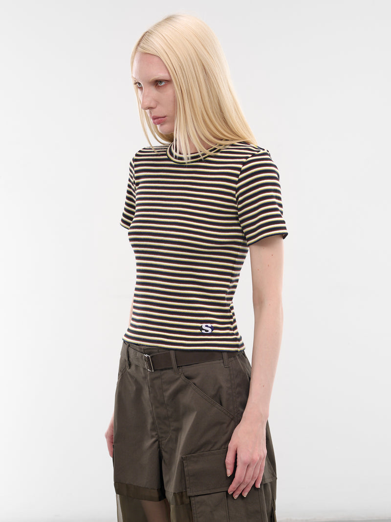 SACAI Striped Slim Logo Tee | H.Lorenzo - side