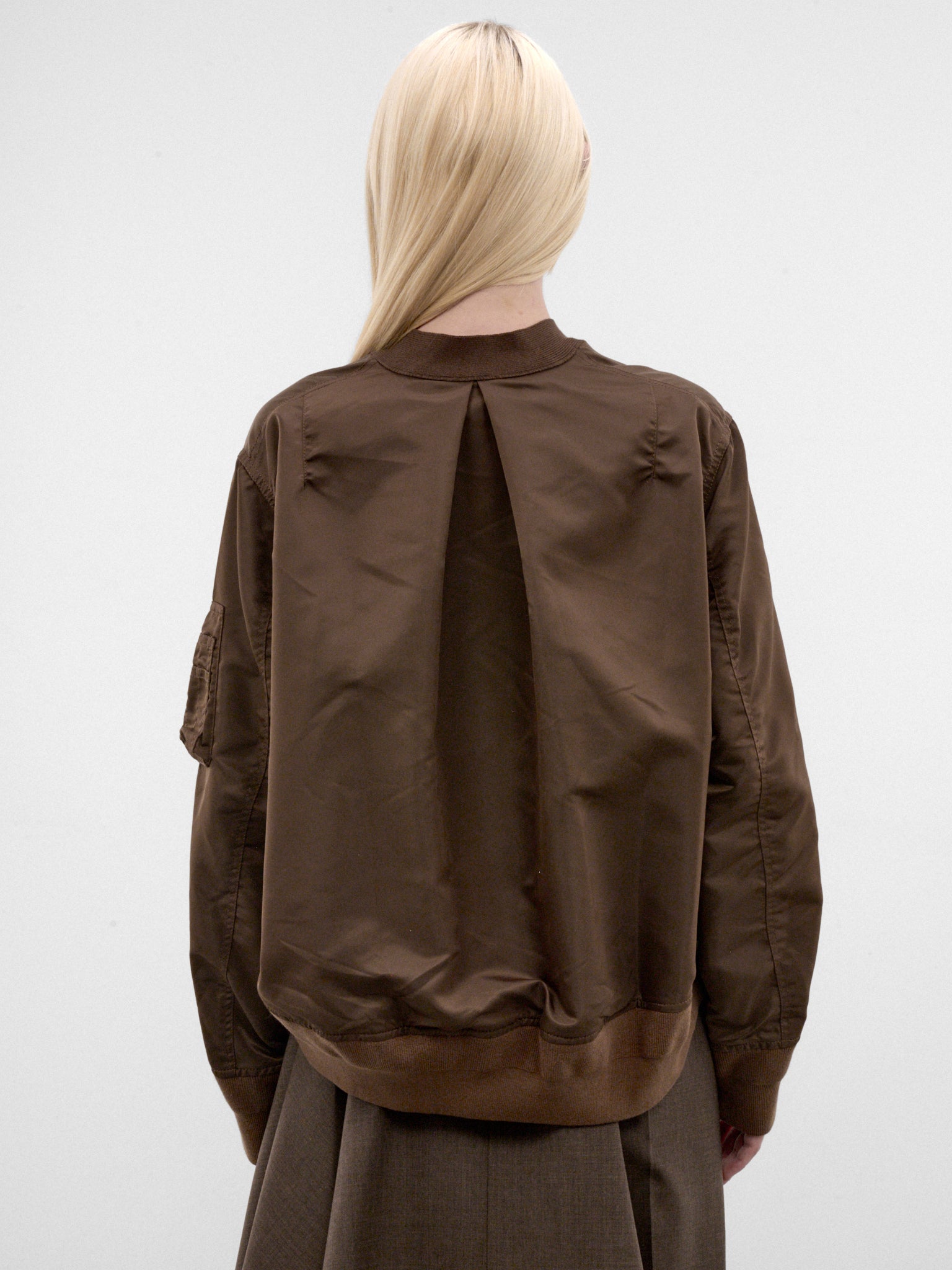 Brown Nylon & Cotton Knit Cardigan (26-08586-601-BROWN)