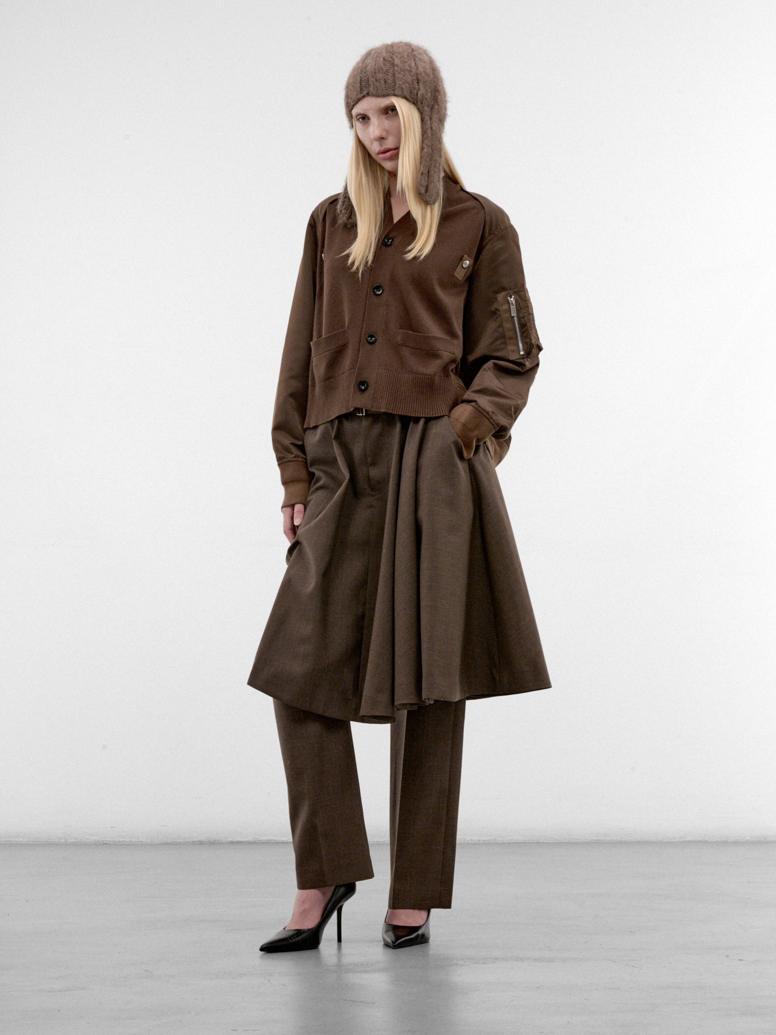 Brown Skirted Suiting Trousers (26-08692-601-BROWN)