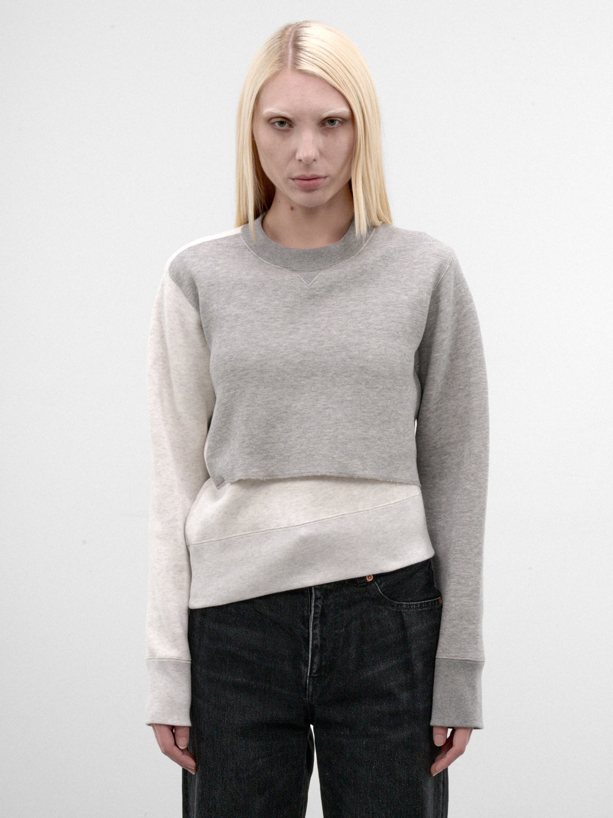 Gray Sponge Sweat Pullover ((26-08683-378-LIGHT-GREY-OFFWHI))