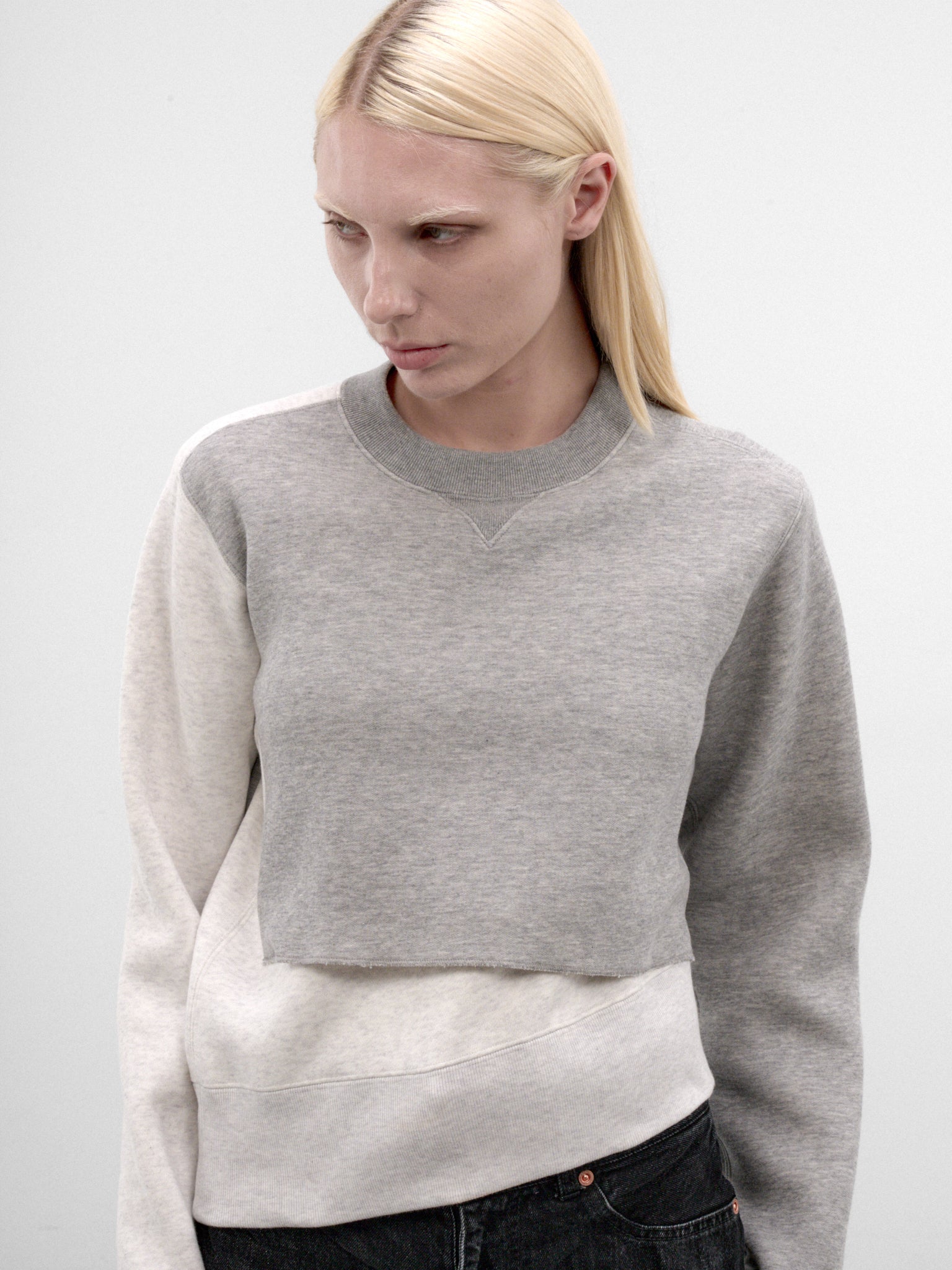 Gray Sponge Sweat Pullover ((26-08683-378-LIGHT-GREY-OFFWHI))