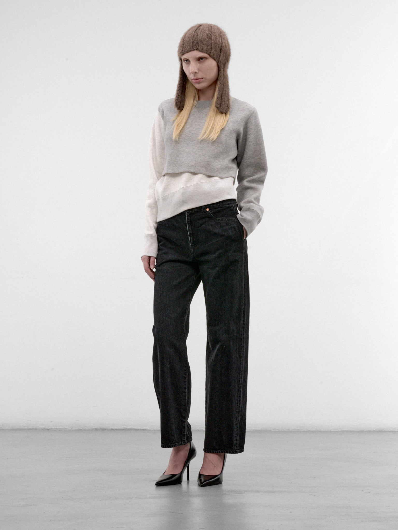 Gray Sponge Sweat Pullover ((26-08683-378-LIGHT-GREY-OFFWHI))