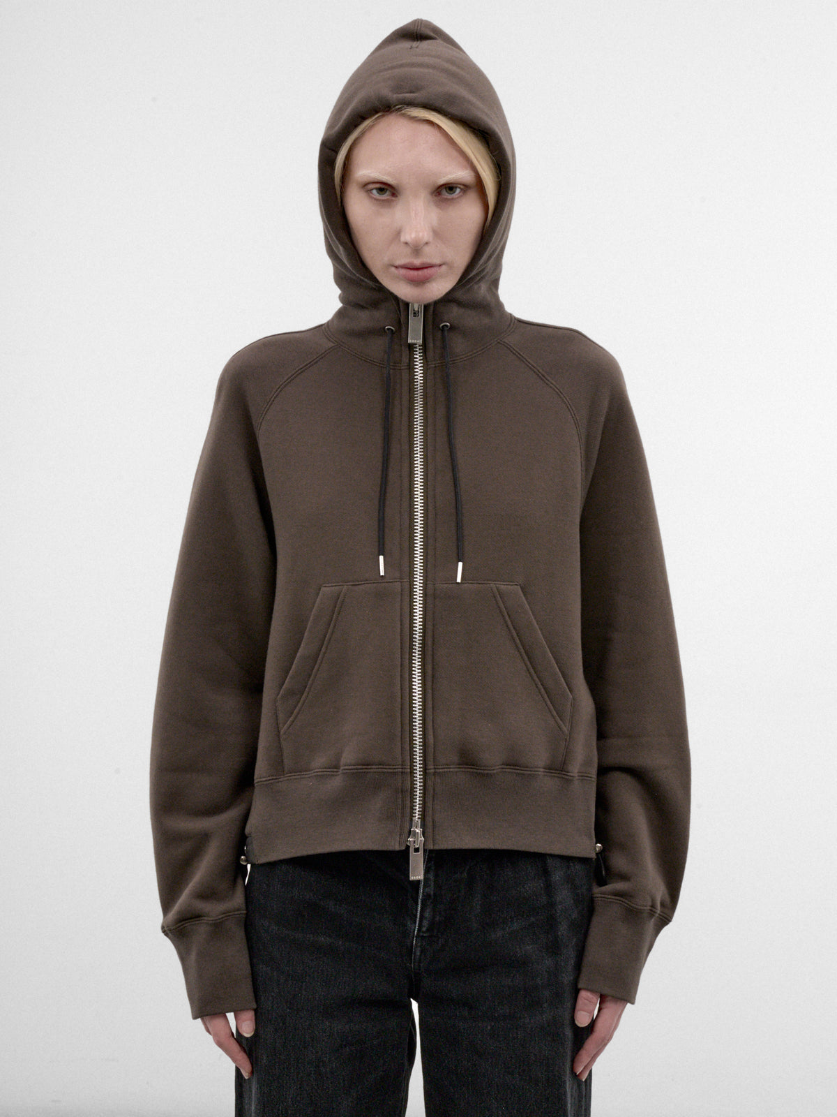 Khaki Cotton Jersey Zip Hoodie (26-08684-501-KHAKI)