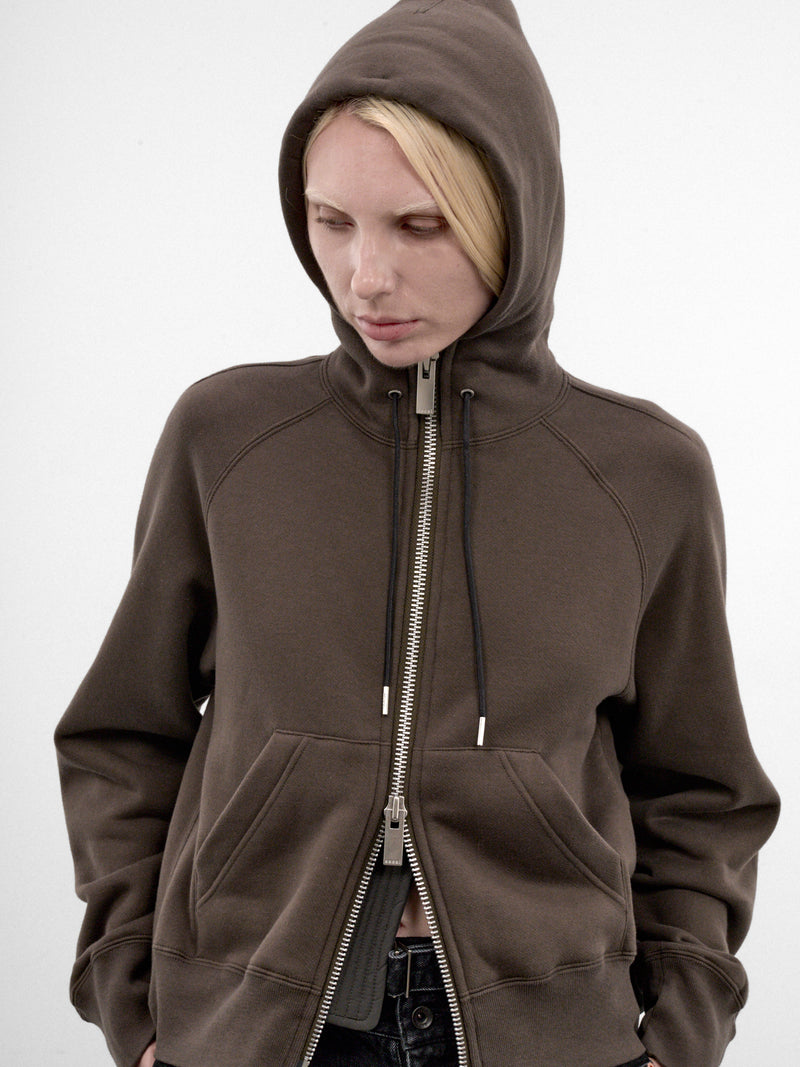 Khaki Cotton Jersey Zip Hoodie (26-08684-501-KHAKI)