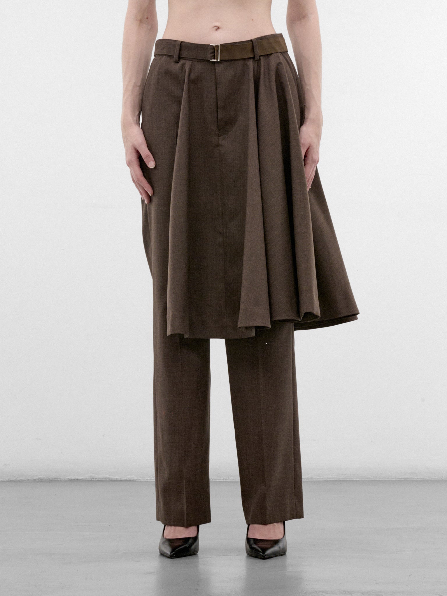 Brown Skirted Suiting Trousers (26-08692-601-BROWN)