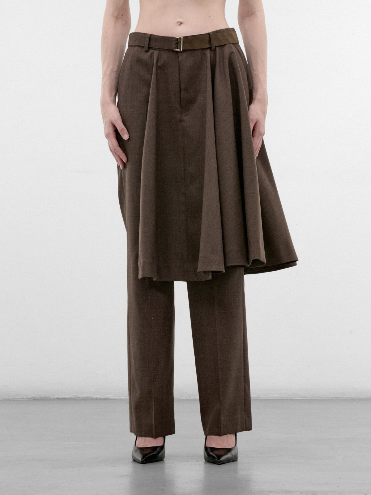 Brown Skirted Suiting Trousers (26-08692-601-BROWN)