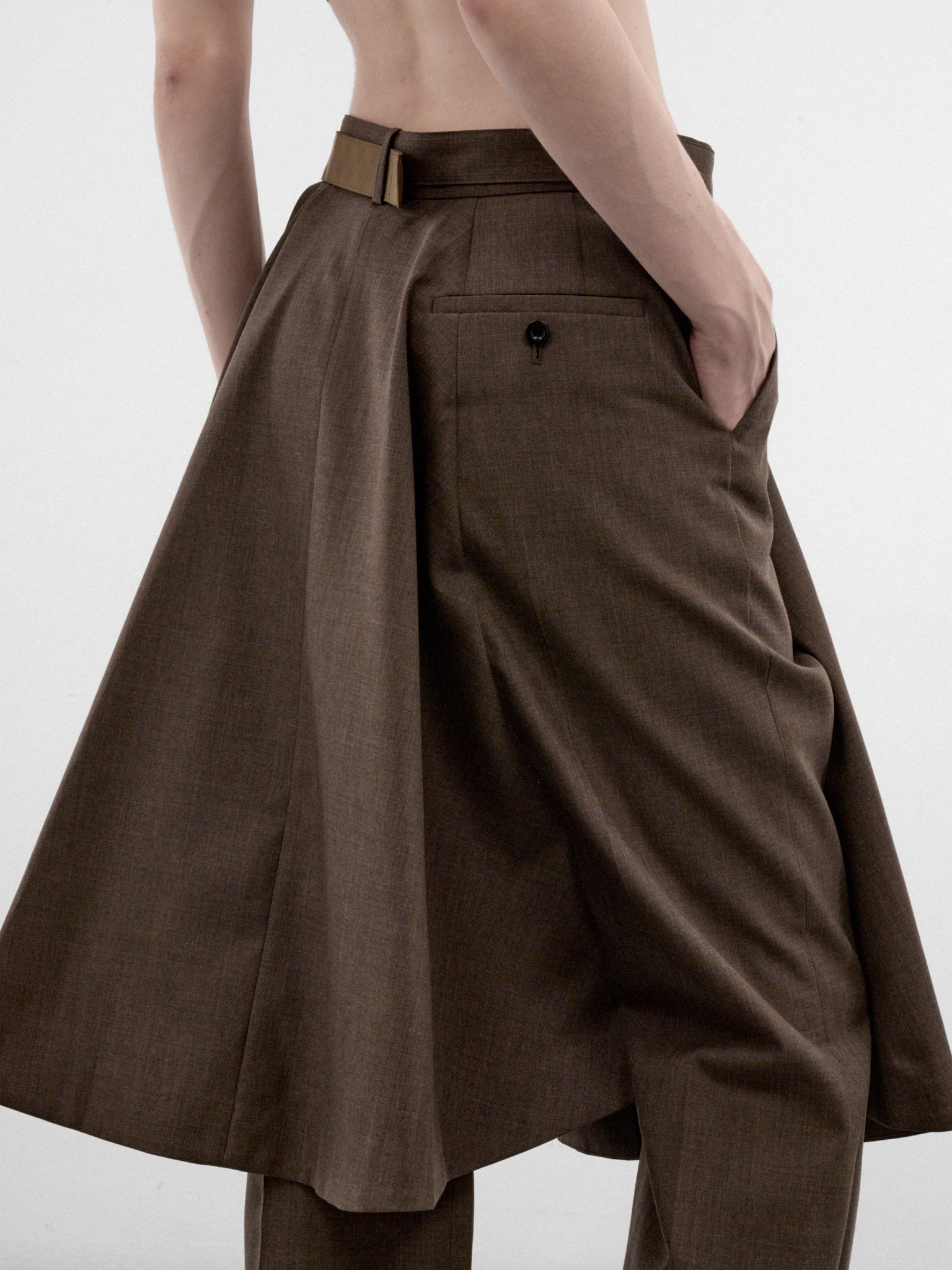 Brown Skirted Suiting Trousers (26-08692-601-BROWN)