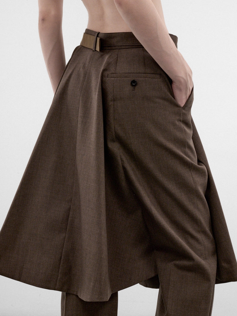 Brown Skirted Suiting Trousers (26-08692-601-BROWN)