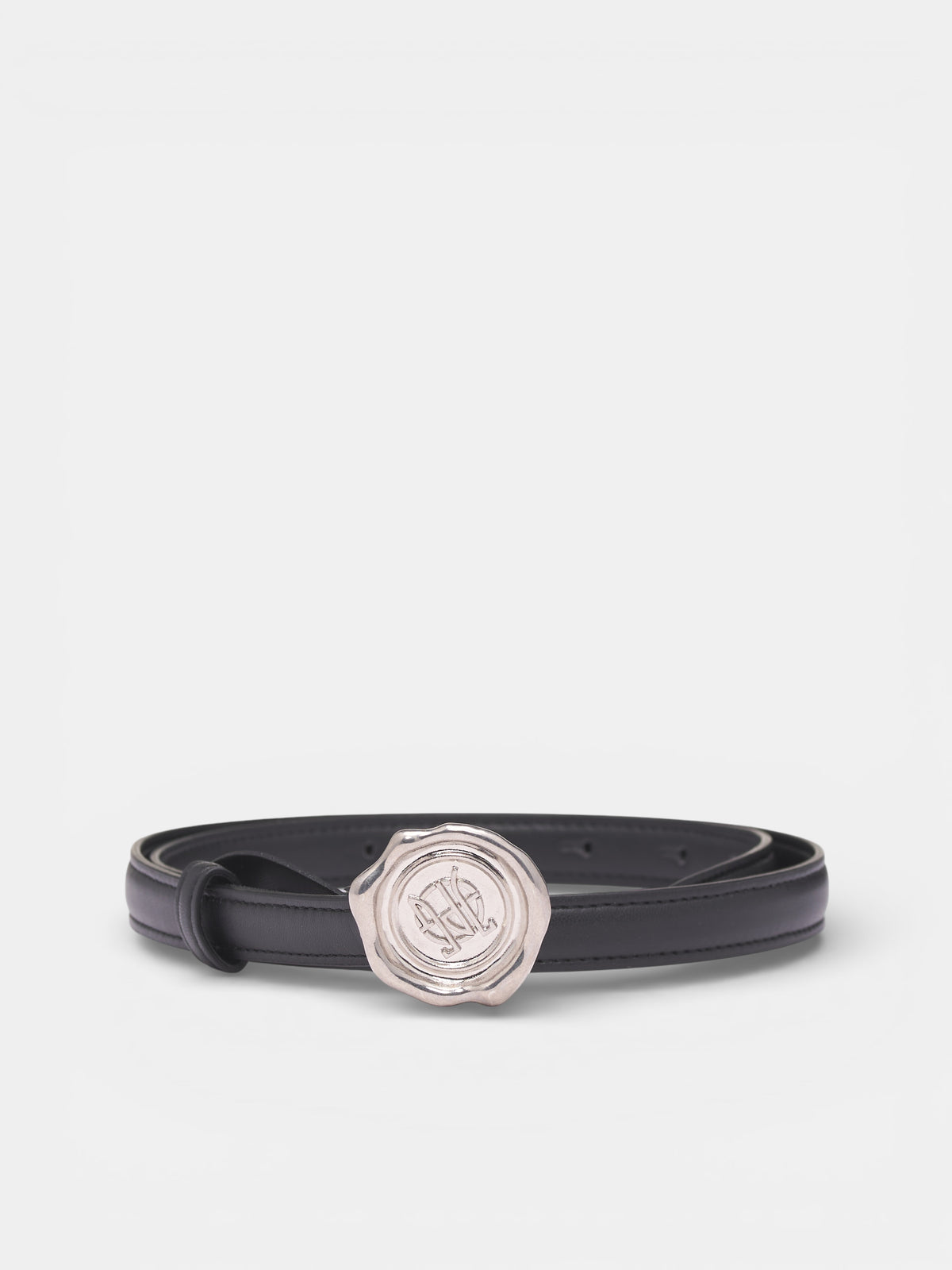 Wax Seal Buckle Leather Belt (26/01-U-AC072-L047-00-BLACK)