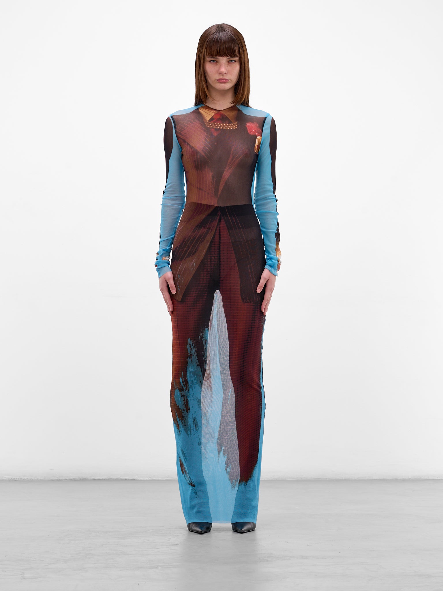 Trompe L'oeil Suit Maxi Dress (26/01-W-DR136-M027P-90-MULTICO)