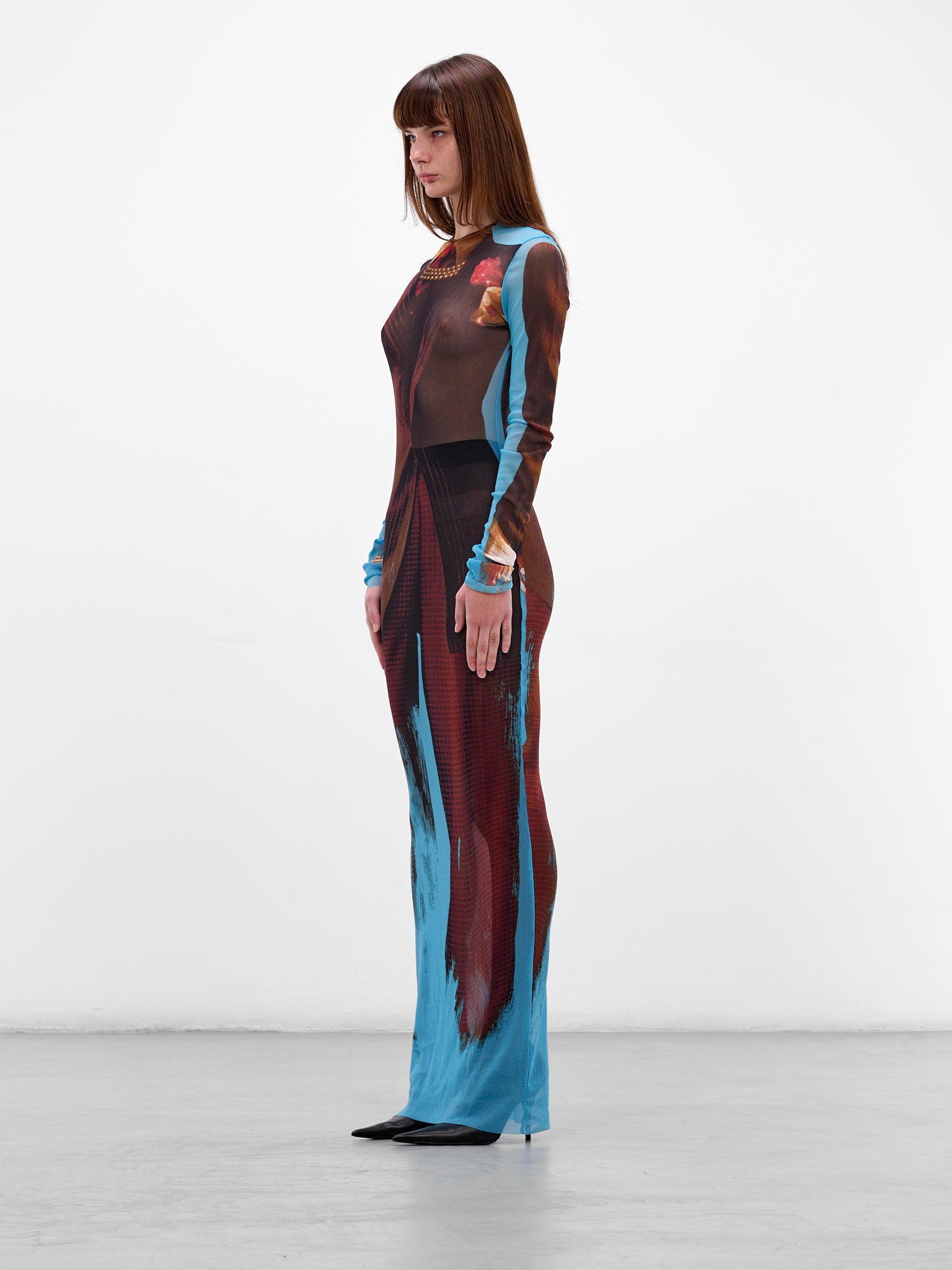 Trompe L'oeil Suit Maxi Dress (26/01-W-DR136-M027P-90-MULTICO)