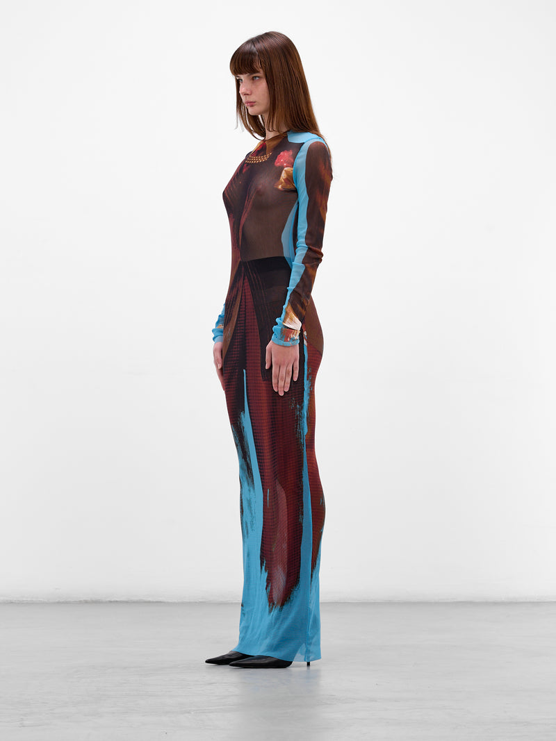 Trompe L'oeil Suit Maxi Dress (26/01-W-DR136-M027P-90-MULTICO)