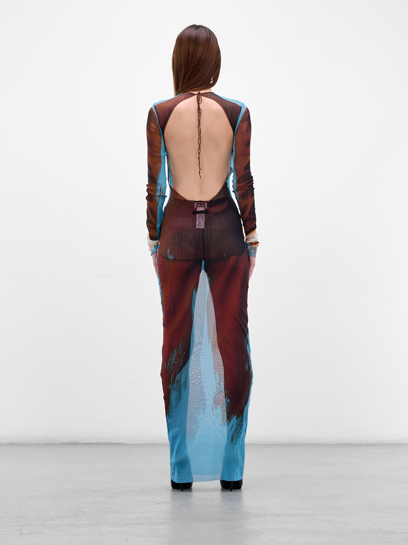 Trompe L'oeil Suit Maxi Dress (26/01-W-DR136-M027P-90-MULTICO)